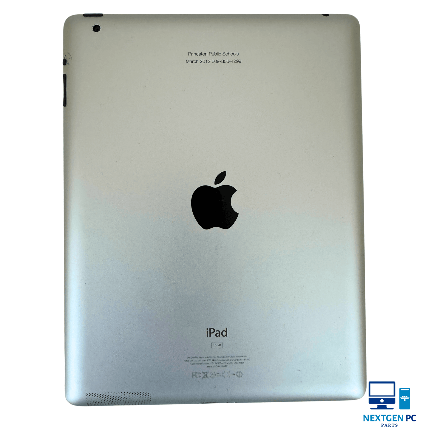 Back view of a used iPad 2nd Gen A1395 with Apple logo, ideal for affordable computer parts and light productivity tasks.