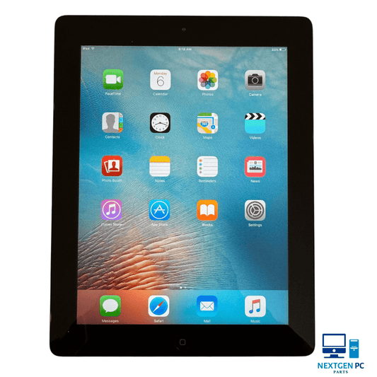 iPad 2nd Gen A1395 with 9.7-inch display, iOS 9.3.5, showcasing app icons, from NextGen PC Parts.