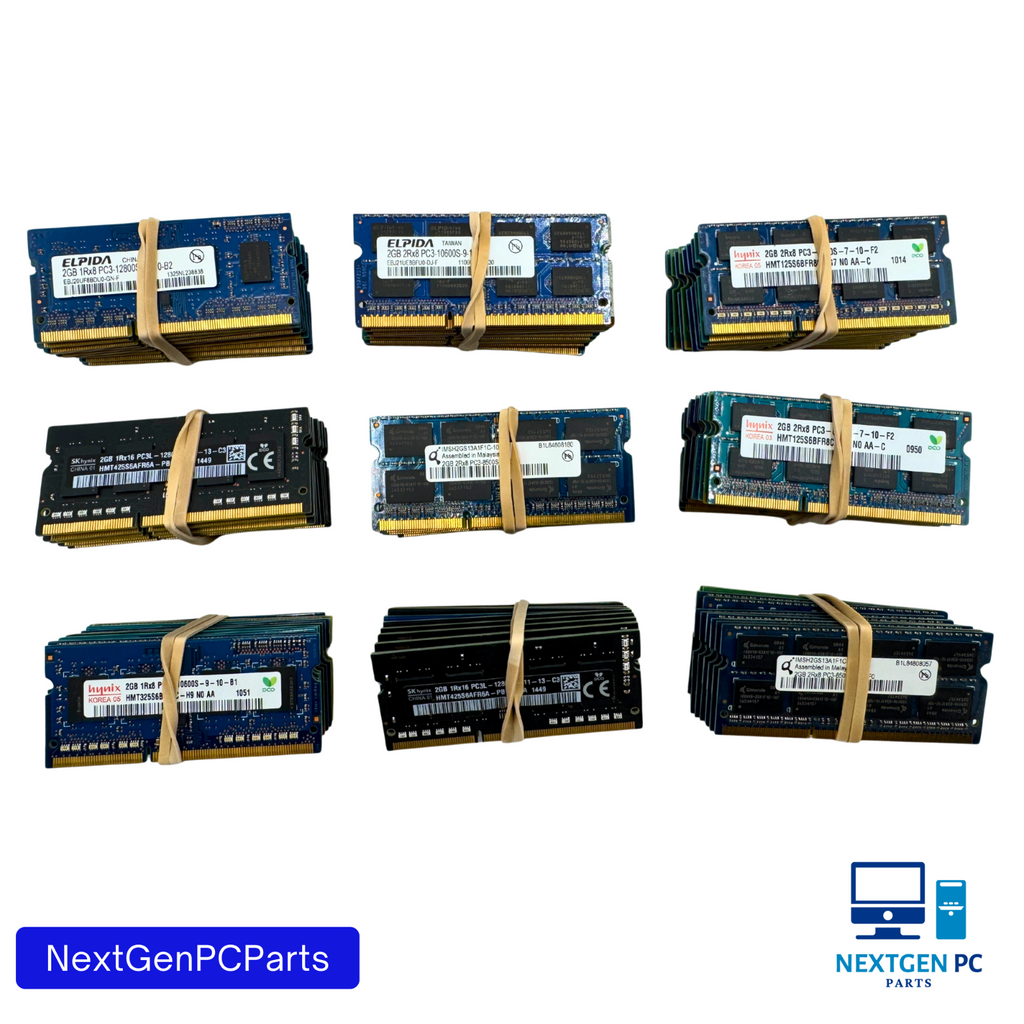 Lot of 90 Mixed 2GB DDR3/DDR3L SO-DIMM Laptop RAM PC3-8500S 10600S 12800S
