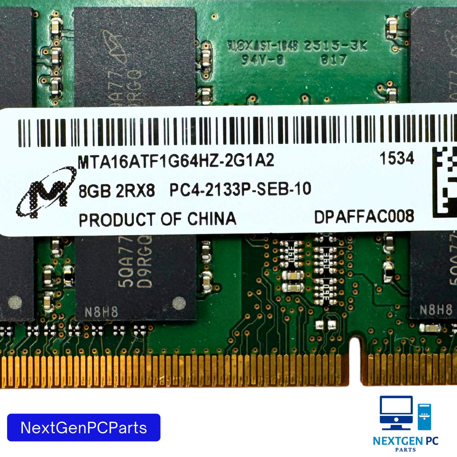 Lot of 4 – Micron 32GB (8x4GB) DDR4 Laptop Memory MTA16ATF2G64HZ Mixed Modules