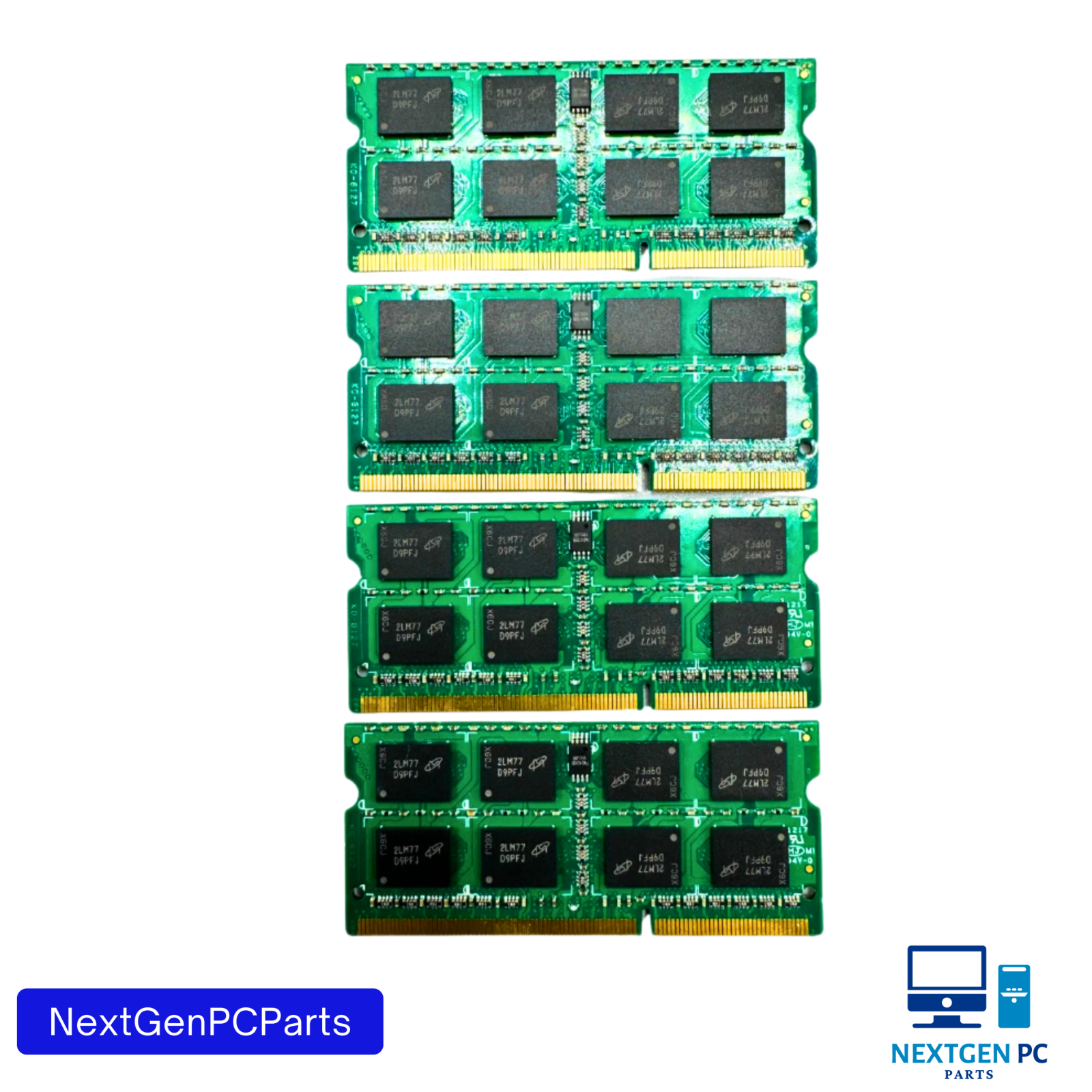 Lot of 4 Crucial 4GB DDR3 1066 SODIMM Laptop RAM CT4G3S1067M.M16FMR Tested
