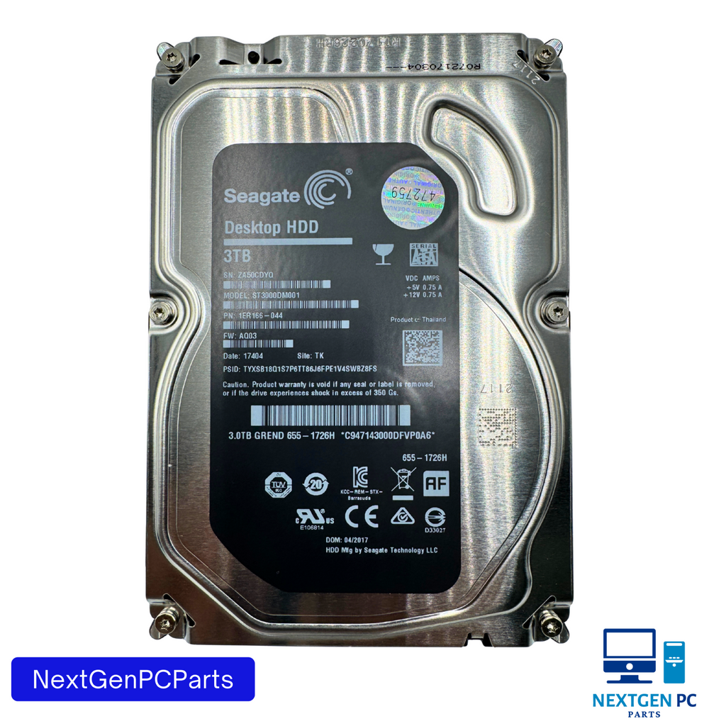 Seagate Barracuda 3TB ST3000DM001 3.5" SATA Hard Drive 1ER166-044 FW AQ03