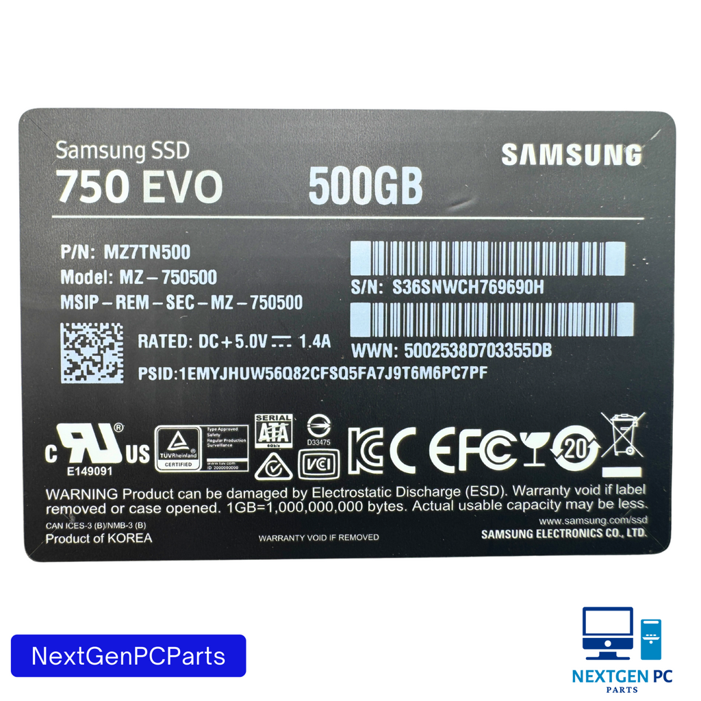 Samsung 750 EVO 500GB SATA III SSD 2.5" Solid State Drive MZ7TN500