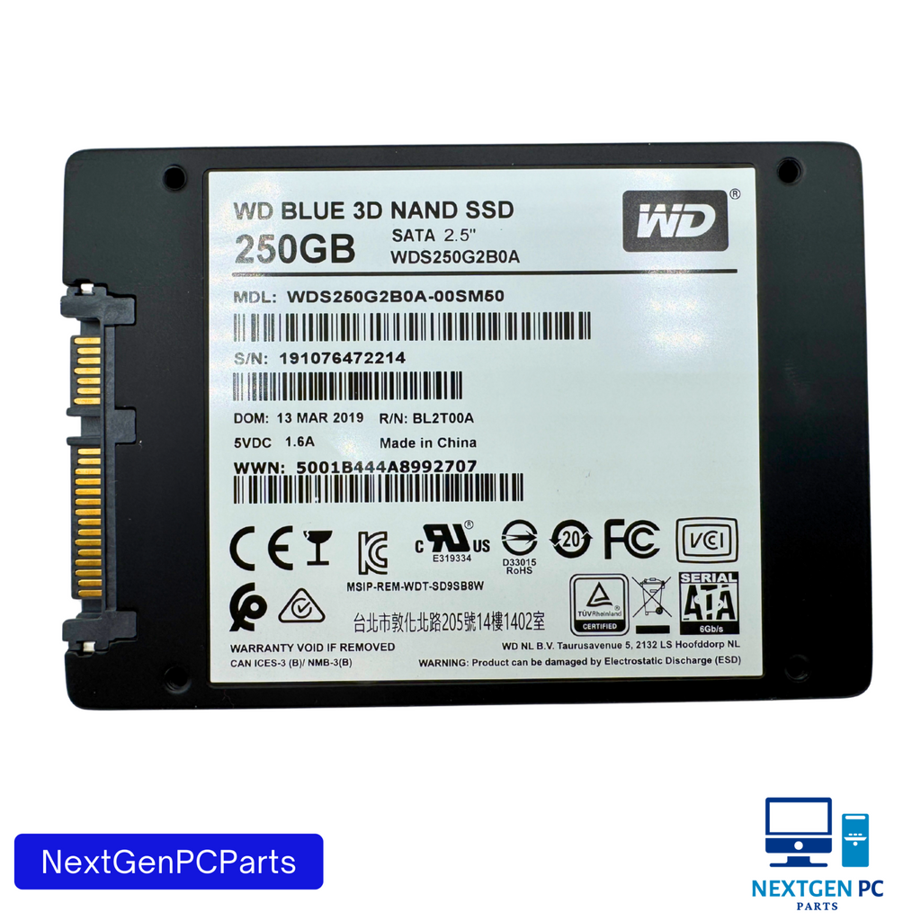 WD Blue 3D NAND SATA 6Gb/s 2.5" 250GB SSD WDS250G2B0A-00SM50 Solid State Drive