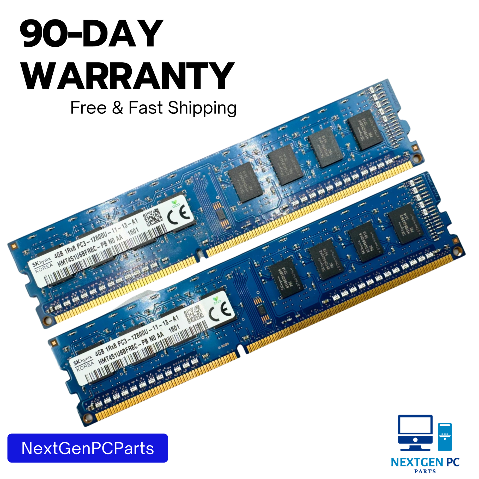 SK Hynix 8GB (2x4GB) 1Rx8 PC3-12800U Desktop Memory RAM HMT451U6BFR8C Tested
