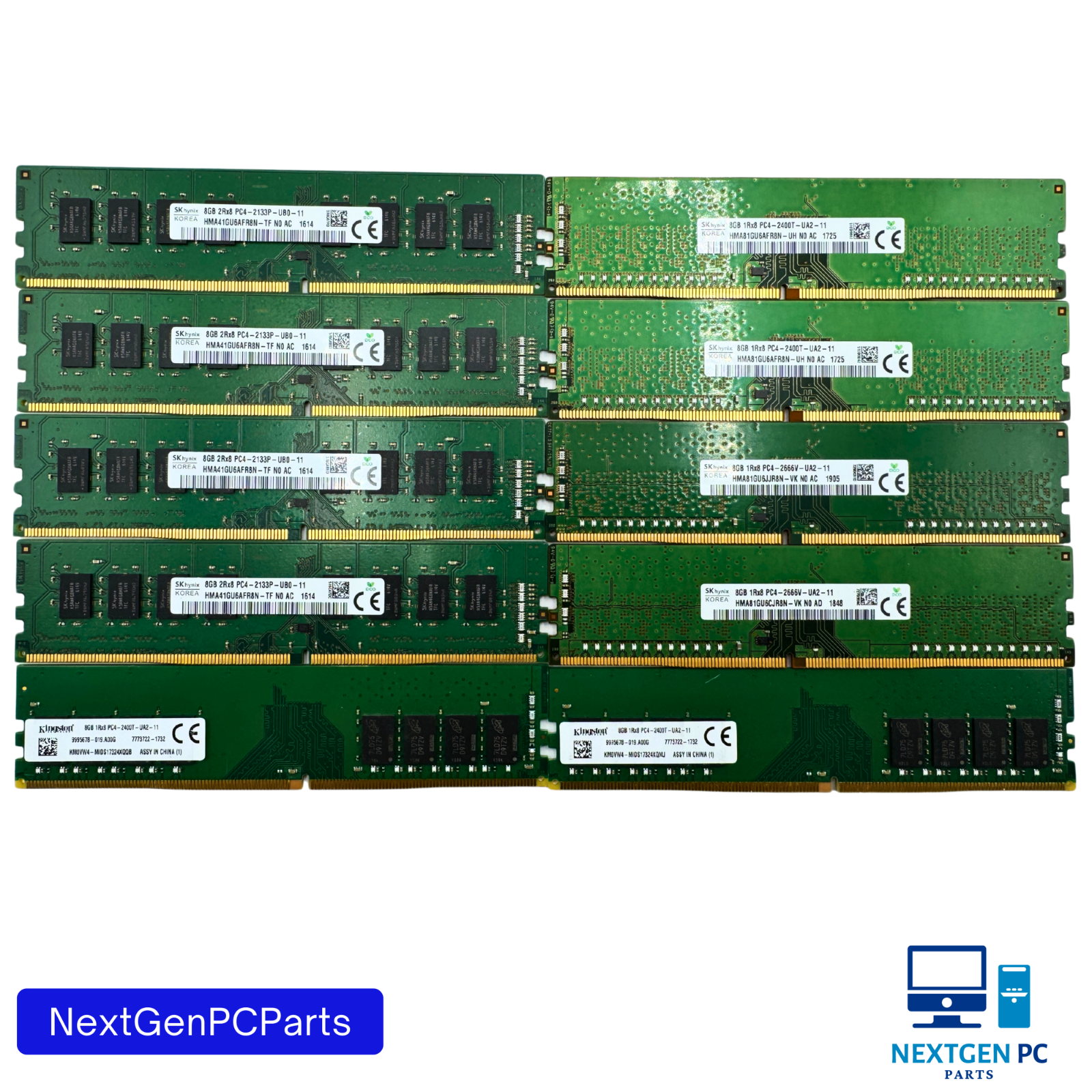 Lot of 10x 8GB DDR4 2133/2400 PC4 Desktop RAM Mixed Hynix Kingston Tested