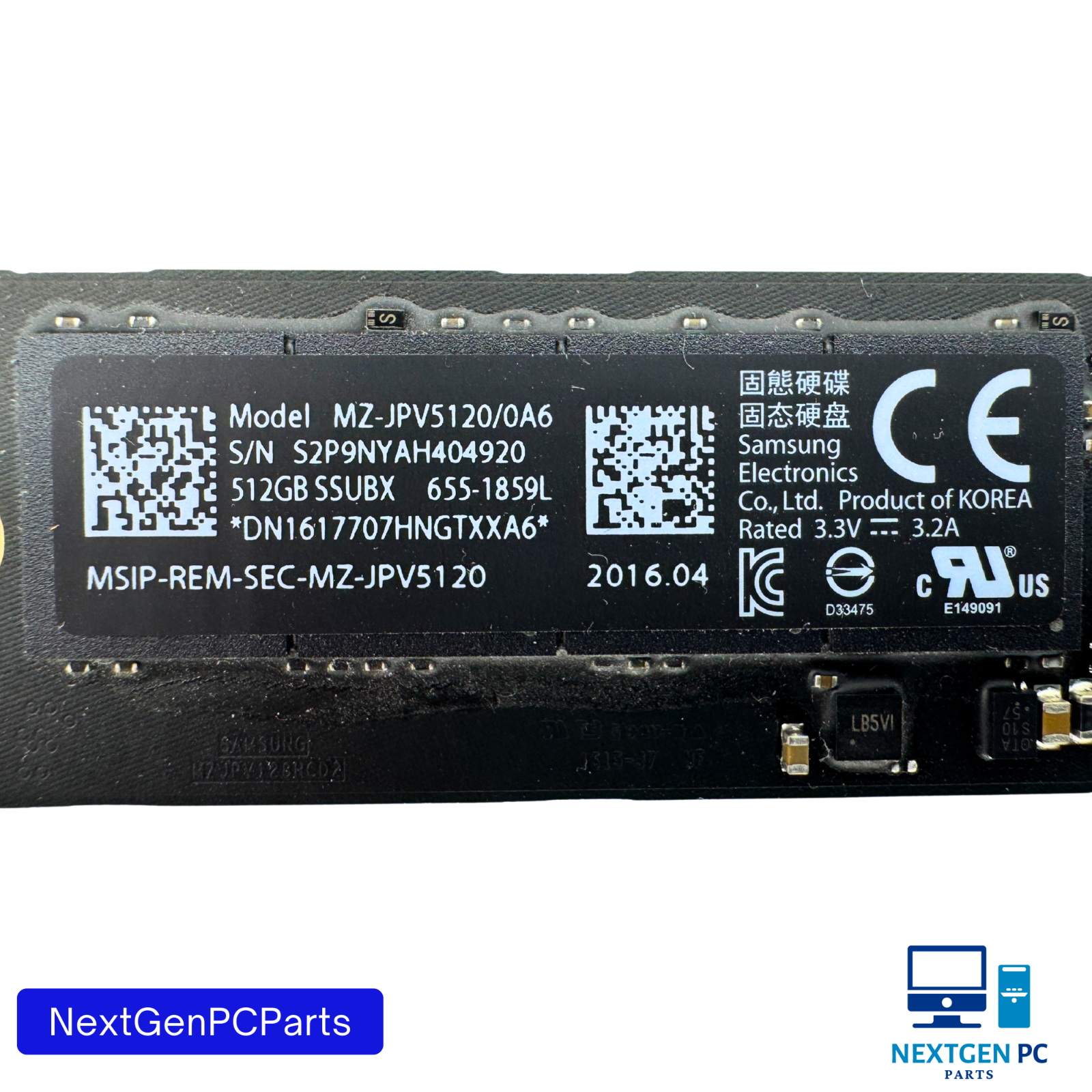Apple Samsung 512GB PCIe SSD MZ-JPV5120/0A6 655-1859L OEM