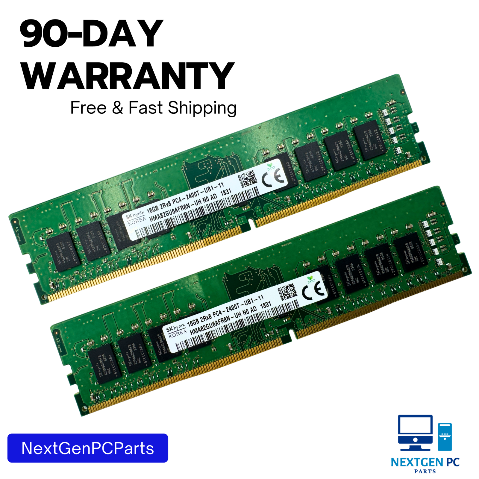 SK Hynix 32GB (2x16GB) 2Rx8 PC4-2400T RAM Memory Kit HMA82GU6AFR8N-UH