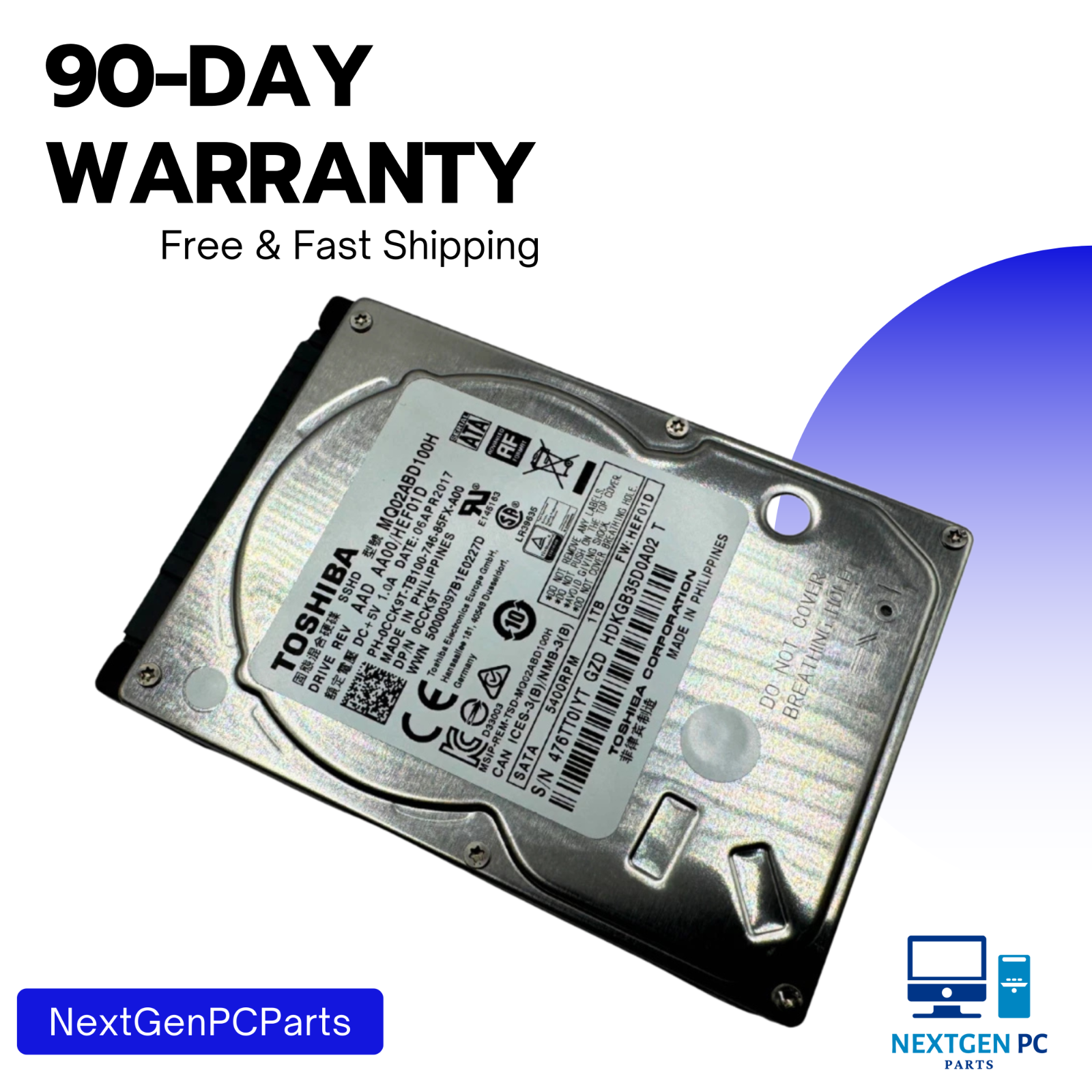 Toshiba  MQ02ABD100H 1TB 5400RPM 2.5" SATA SSHD Hybrid Hard Drive