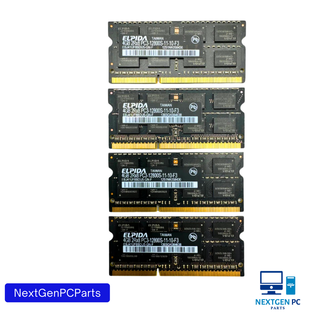16GB (4x4GB) PC3-12800s DDR3-1600MHz 2Rx8 Non-ECC Elpida EBJ41UF8BDU5-GN-F