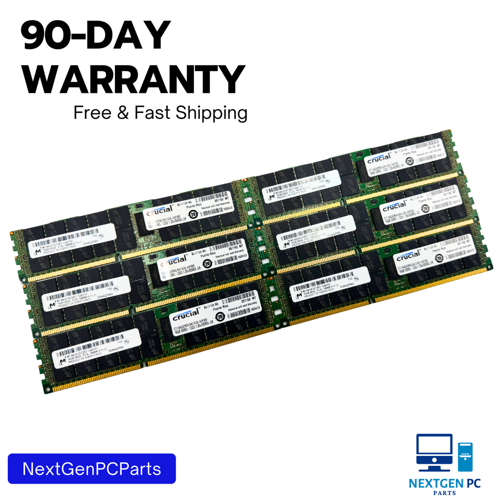 Lot of 6x16GB 96GB DDR3 PC3L-10600R ECC REG Server RAM 2Rx4 Micron Crucial