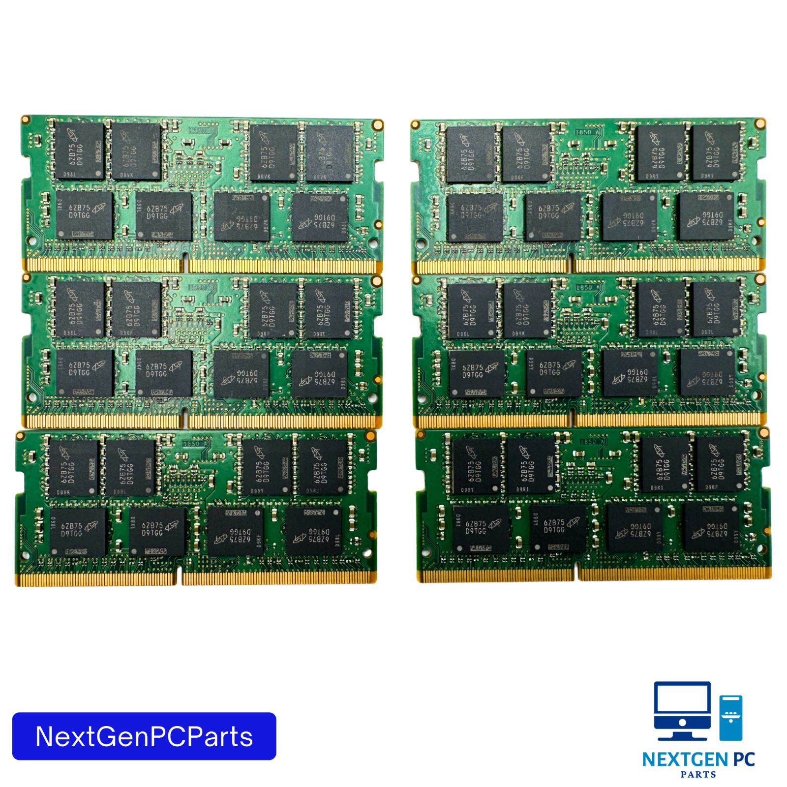 Lot of 6 Micron 8GB DDR4 Laptop RAM 2133 MHz 2rx8 MTA16ATF1G64HZ-2G1B1