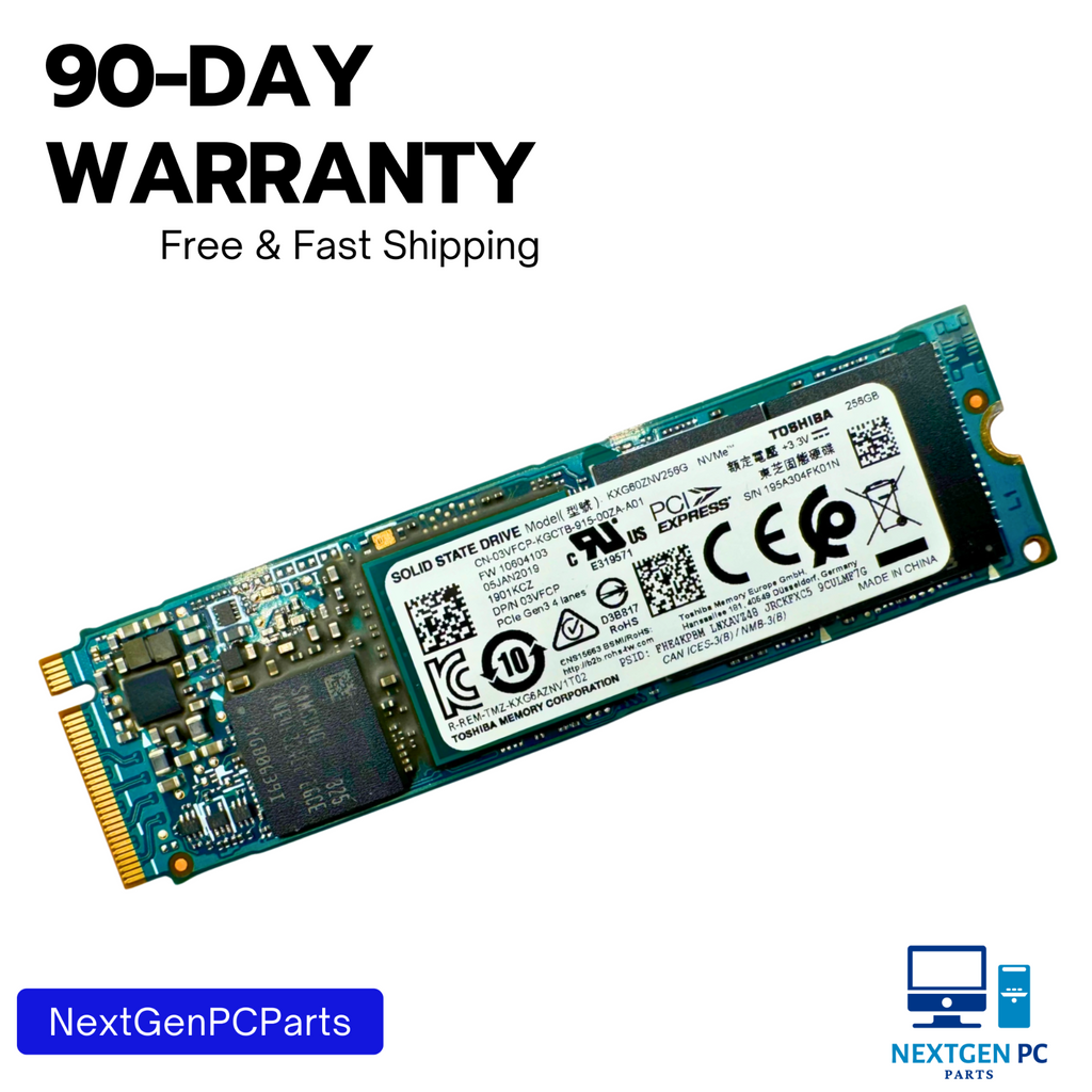 Toshiba KXG60ZNV256G 256GB NVMe PCIe Gen3x4 M.2 2280 SSD 03VFCP – Genuine