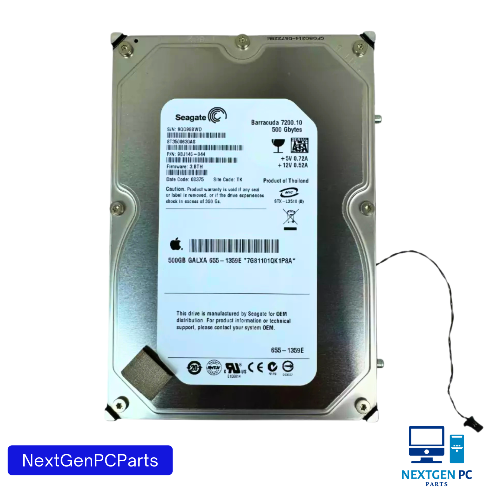 Apple Seagate Barracuda 7200.10 500GB 3.5" HDD ST3500418AS