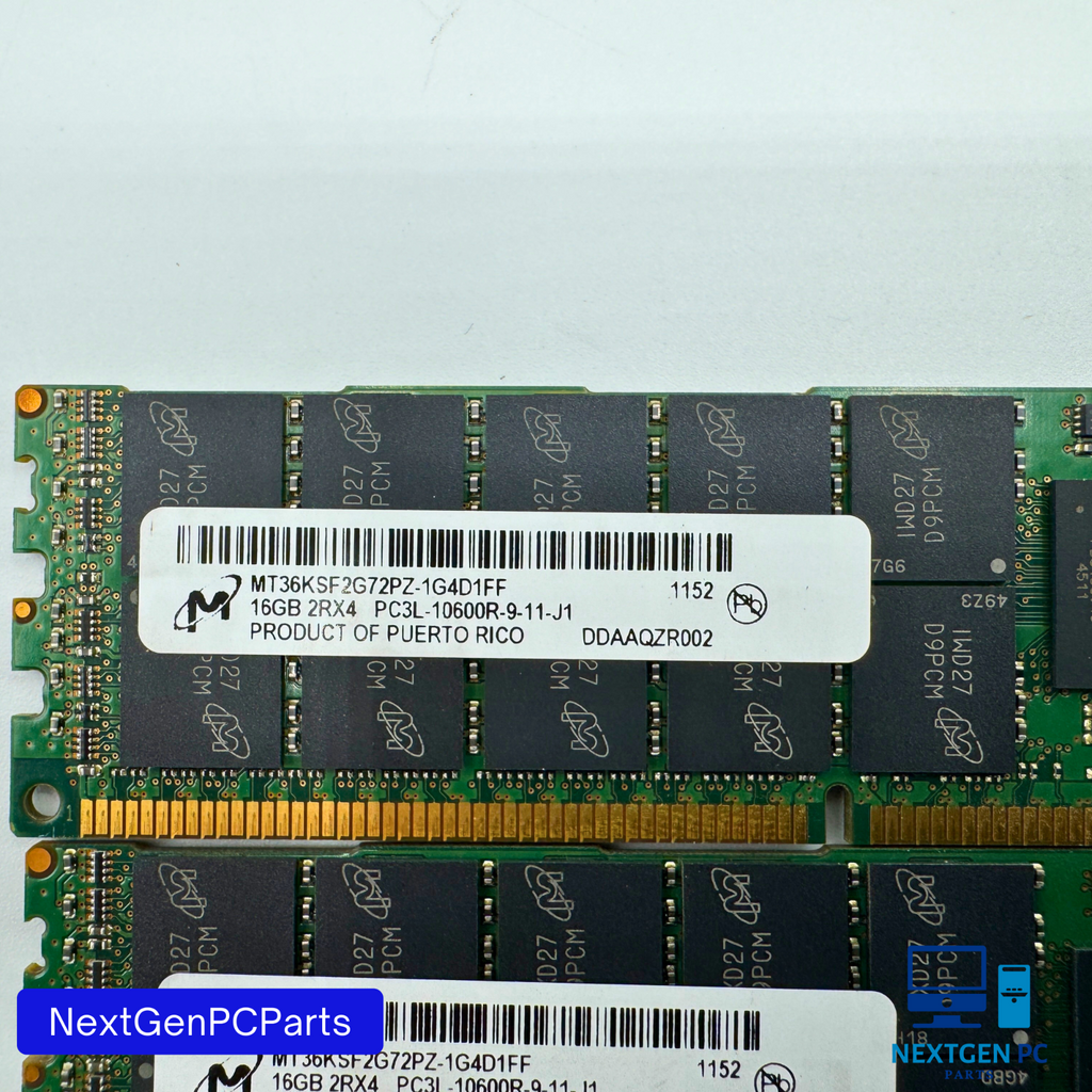 Lot of 6x16GB 96GB DDR3 PC3L-10600R ECC REG Server RAM 2Rx4 Micron Crucial