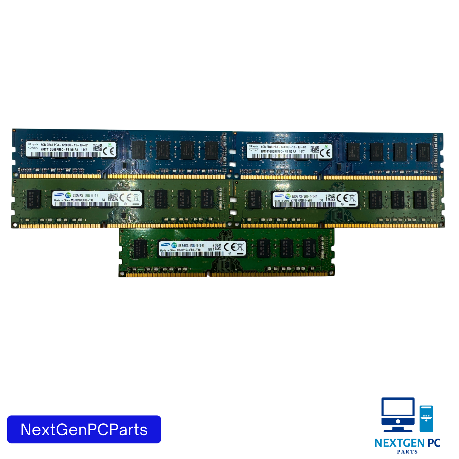 Lot of 5x 8GB DDR3 PC3-12800U 1600MHz Desktop RAM Mixed Samsung Hynix