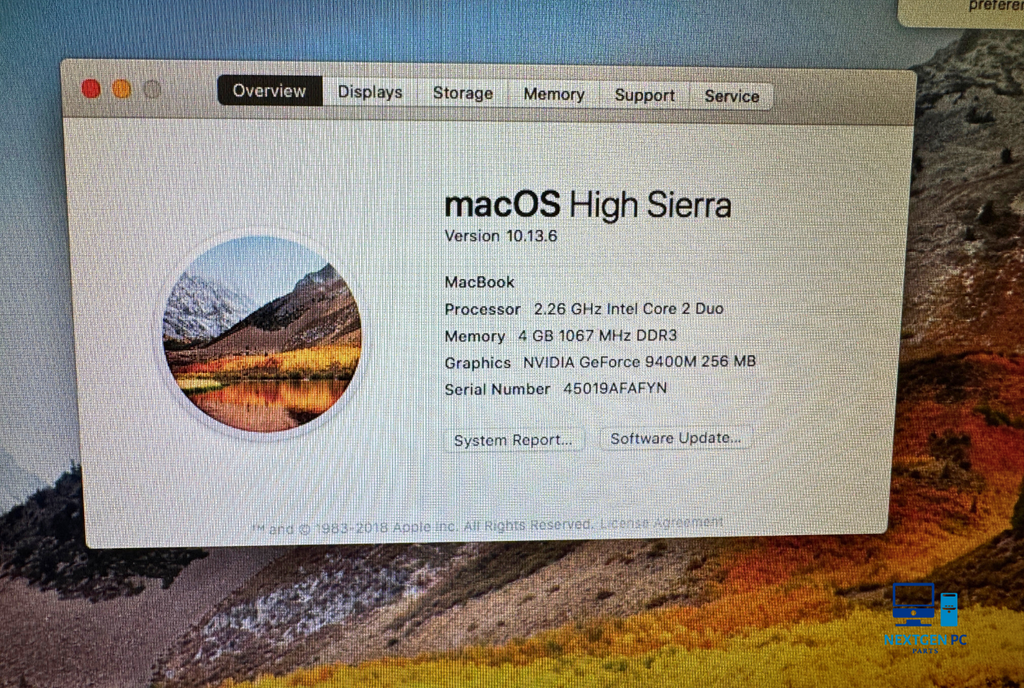 Apple MacBook 13  Late 2009 White/Intel Core 2 Duo 2.26GHz, 250 GB HDD 4 GB RAM