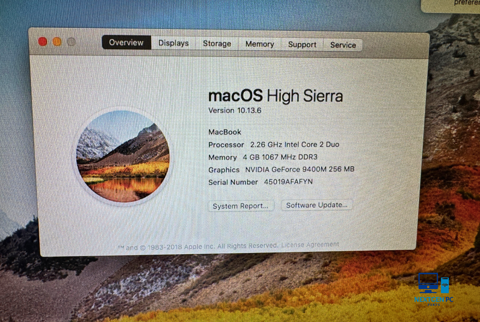 Apple MacBook 13  Late 2009 White/Intel Core 2 Duo 2.26GHz, 250 GB HDD 4 GB RAM
