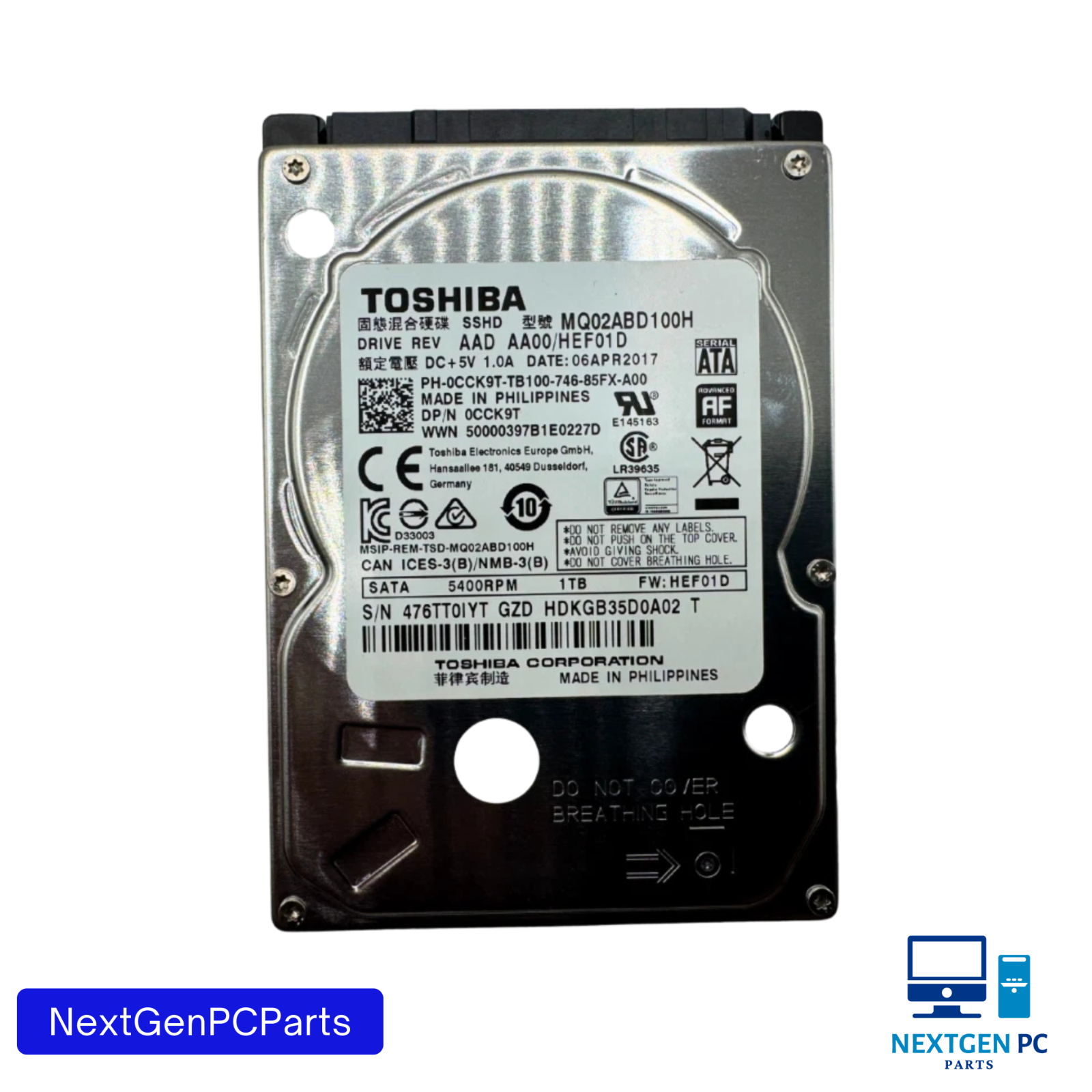 Toshiba  MQ02ABD100H 1TB 5400RPM 2.5" SATA SSHD Hybrid Hard Drive