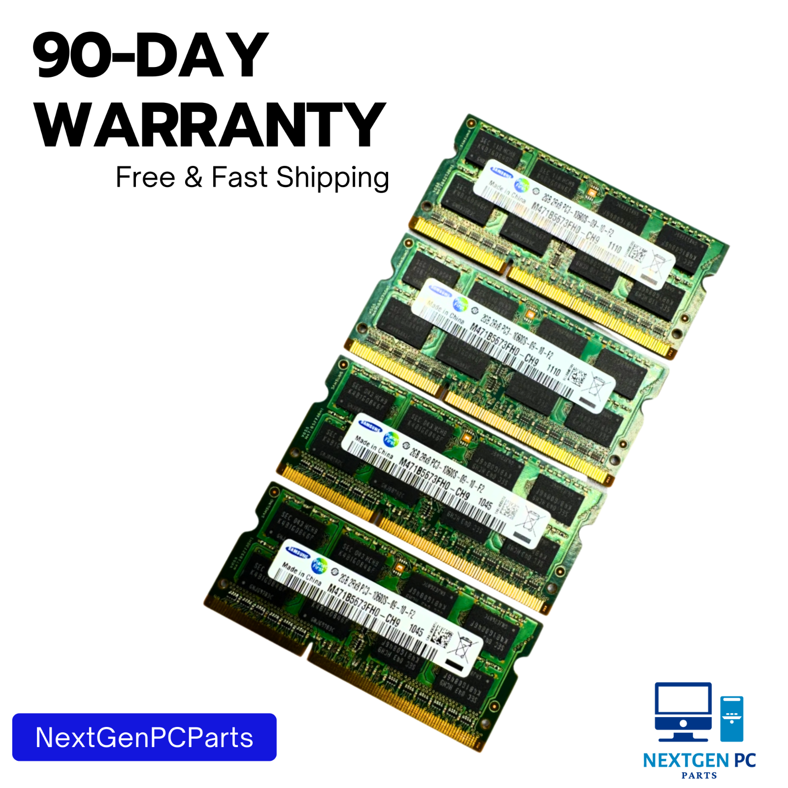 Samsung 8GB (4x2GB) 2Rx8 PC3-10600S DDR3 Laptop Memory RAM M471B5673FH0-CH9
