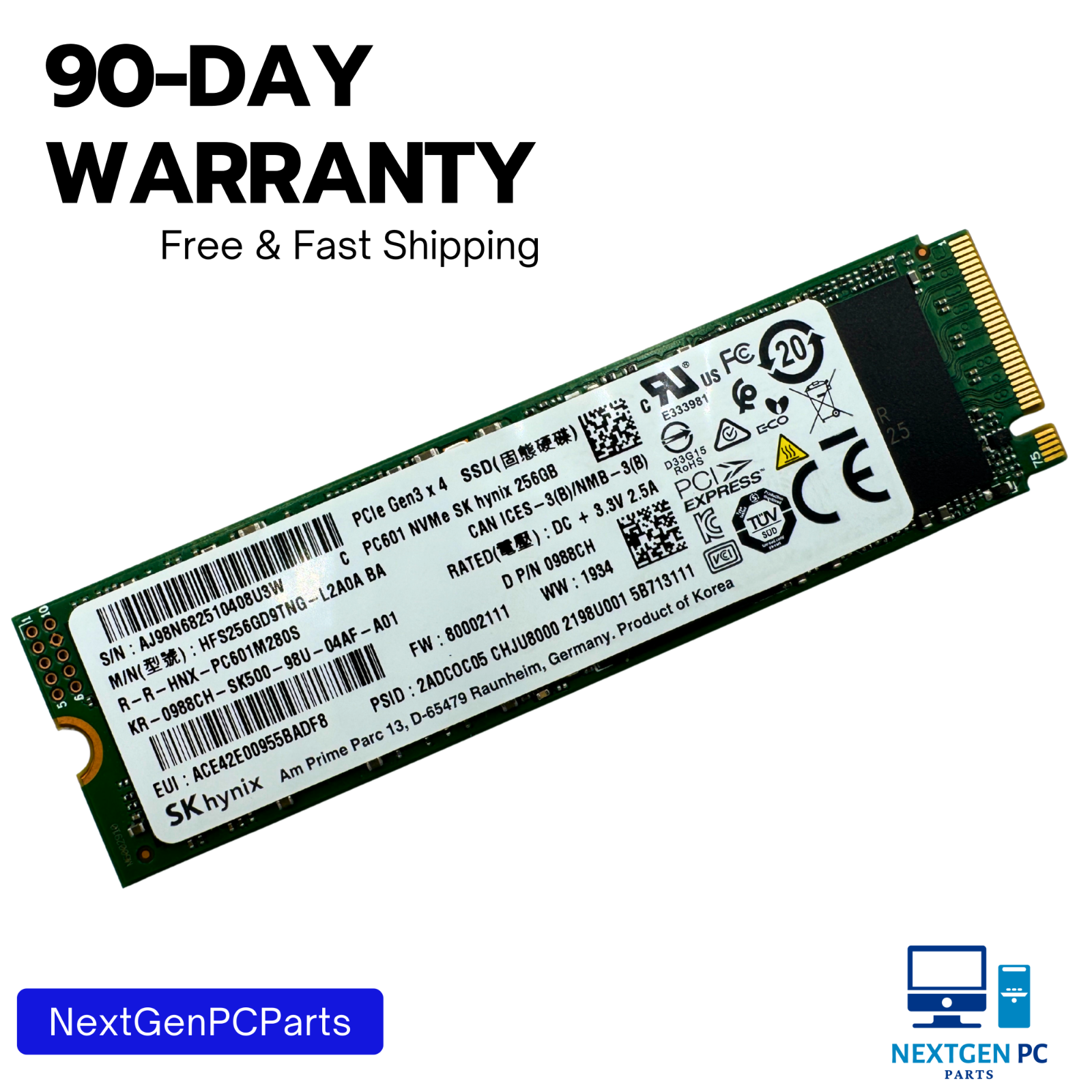 SK Hynix 256GB NVMe PCIe Gen3 x4 M.2 2280 SSD HFS256GD9TNG Tested Fast Drive