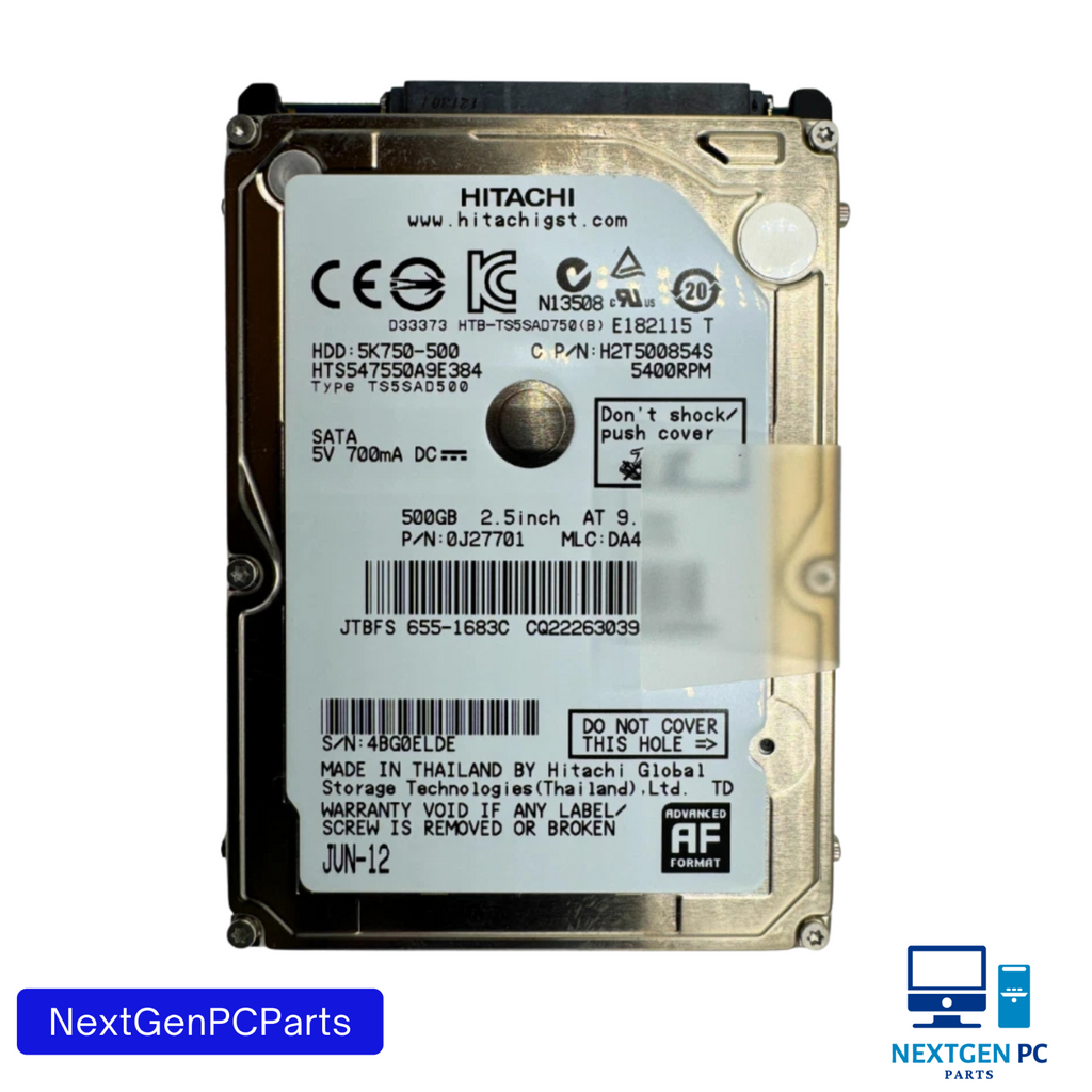 Hitachi HTS547550A9E384 500GB 5400RPM 2.5" SATA Laptop Hard Drive 0J27701