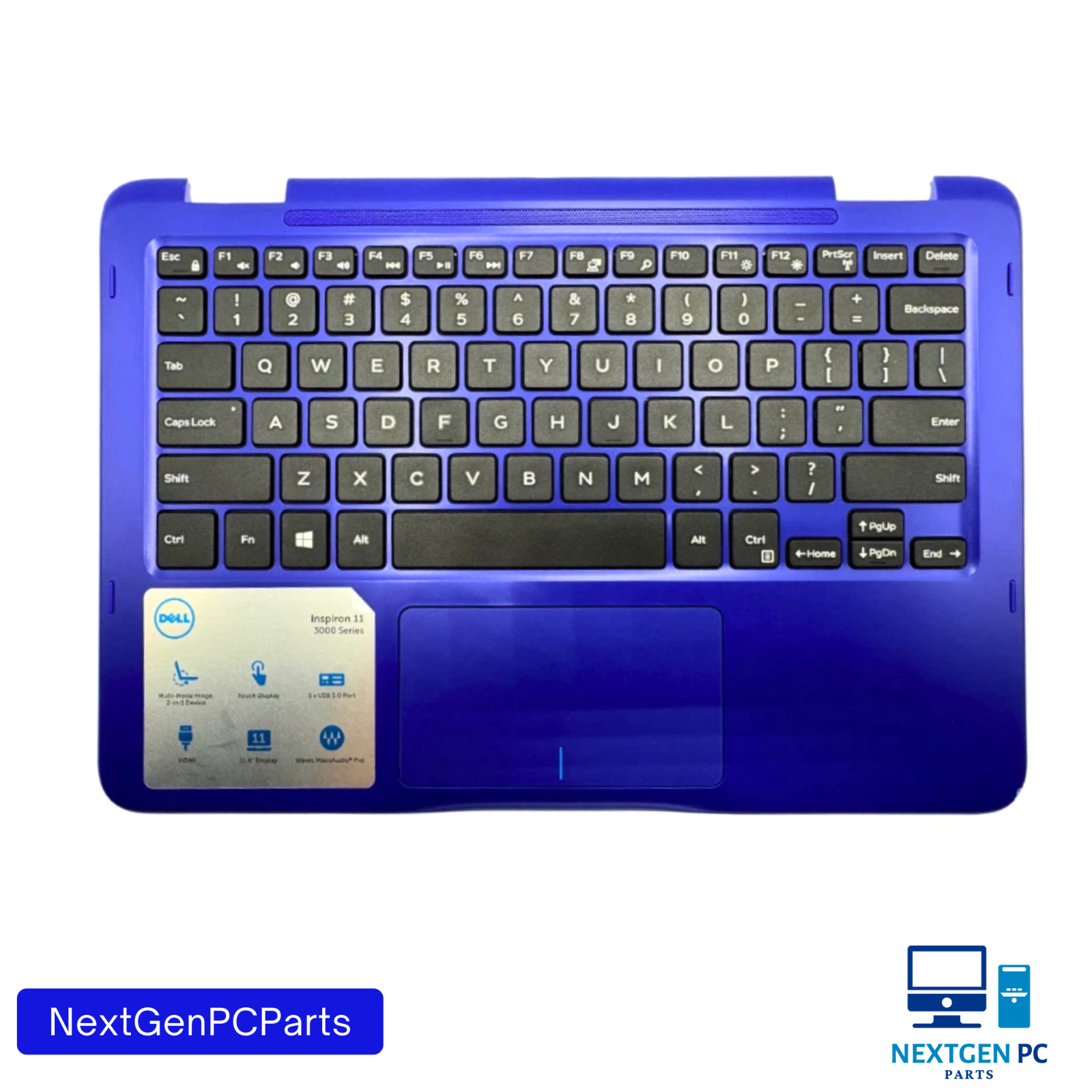 Dell Inspiron 11 3168 11.6" Genuine Laptop Palmrest w/Touchpad Keyboard Blue