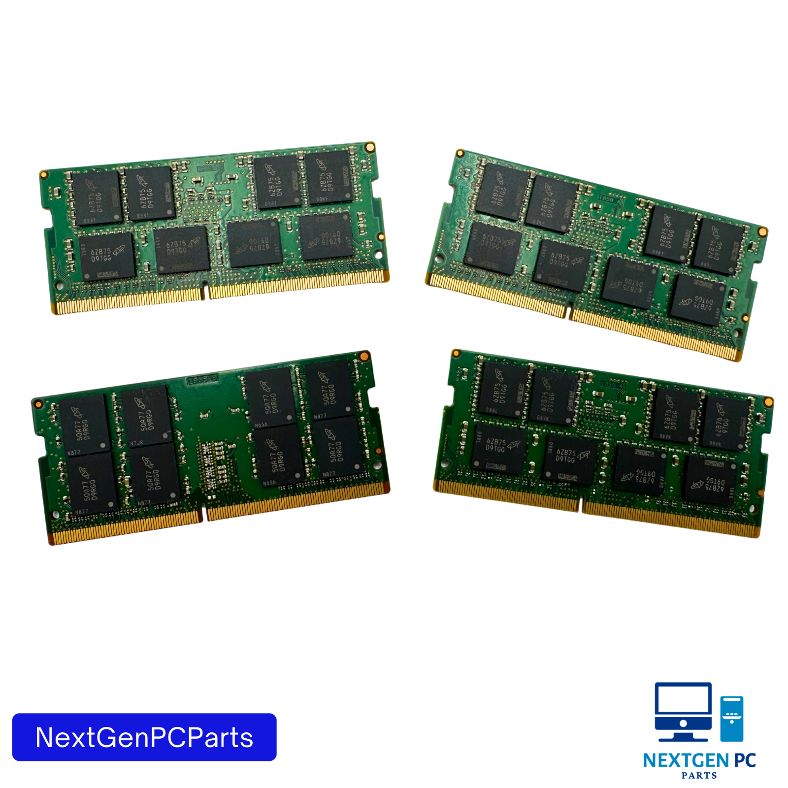 Lot of 4 - Micron 32GB(8 x 4) DDR4 Laptop Memory MTA16ATF2G64HZ-2G6E1 PC4-2400T