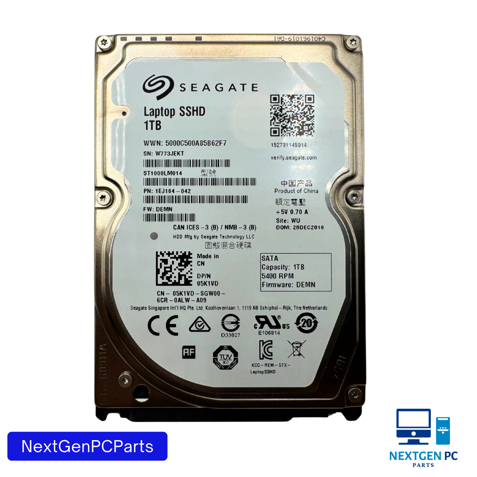 Seagate ST1000LM014 1 TB 2.5" SATA III Hybrid Laptop SSHD 1EJ164-042
