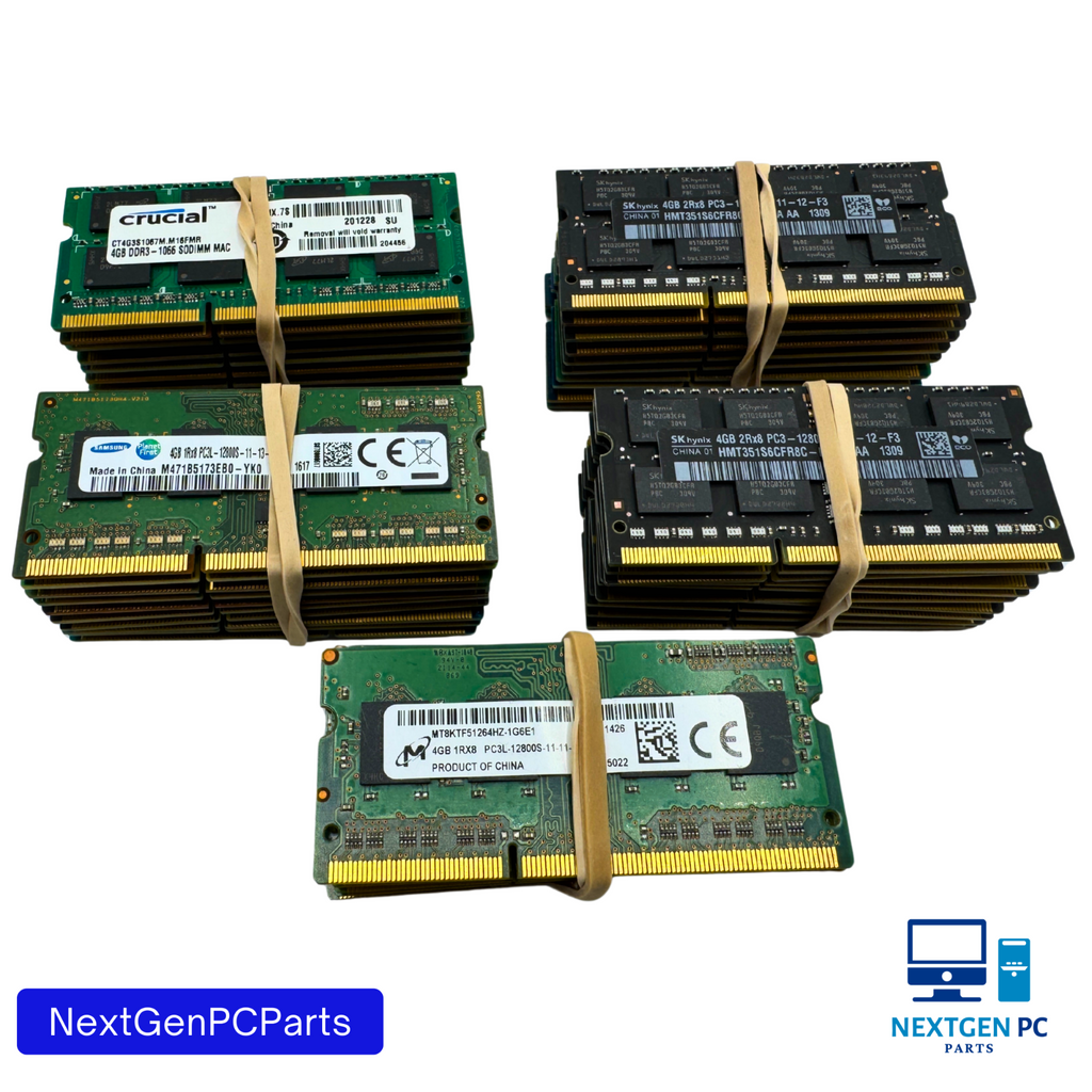 Lot of 50 Mixed 4GB DDR3 SO-DIMM Laptop RAM PC3-8500S 10600S 12800S