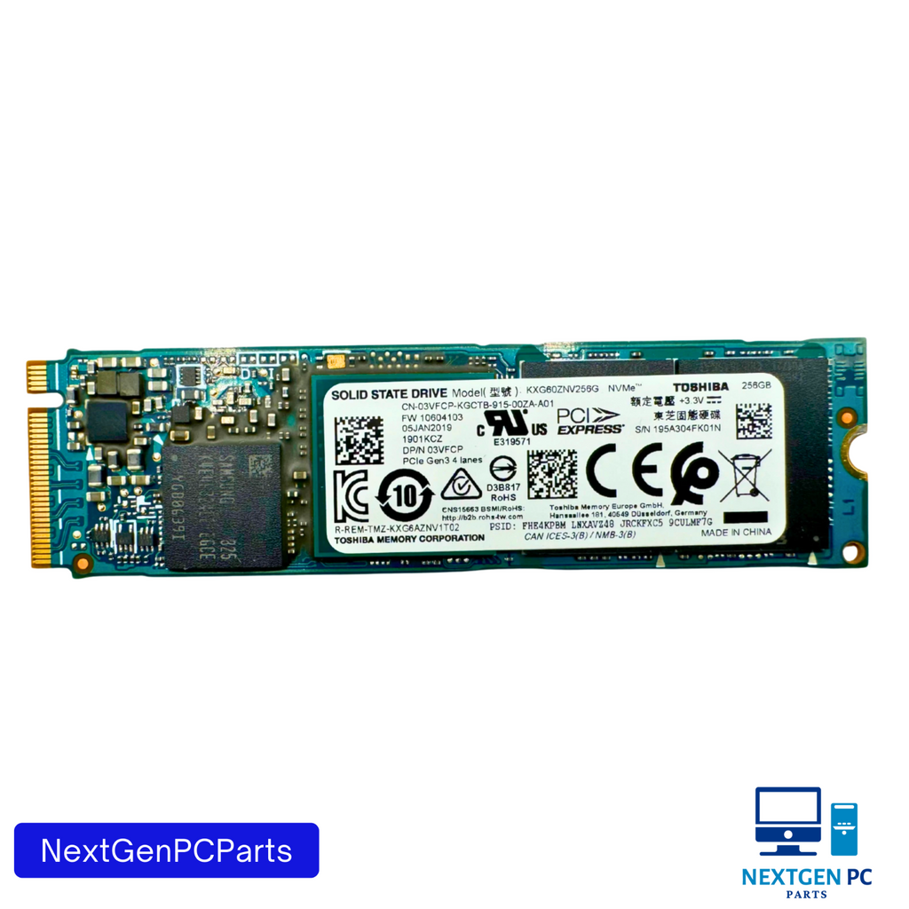 Toshiba KXG60ZNV256G 256GB NVMe PCIe Gen3x4 M.2 2280 SSD 03VFCP – Genuine
