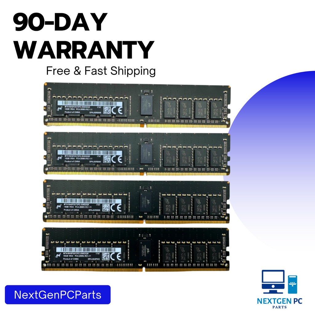 Lot of 4 - Micron 64GB (16GB x 4) ECC DDR4 2666MHz RAM MTA18ASF2G72PZ-2G6D2QK
