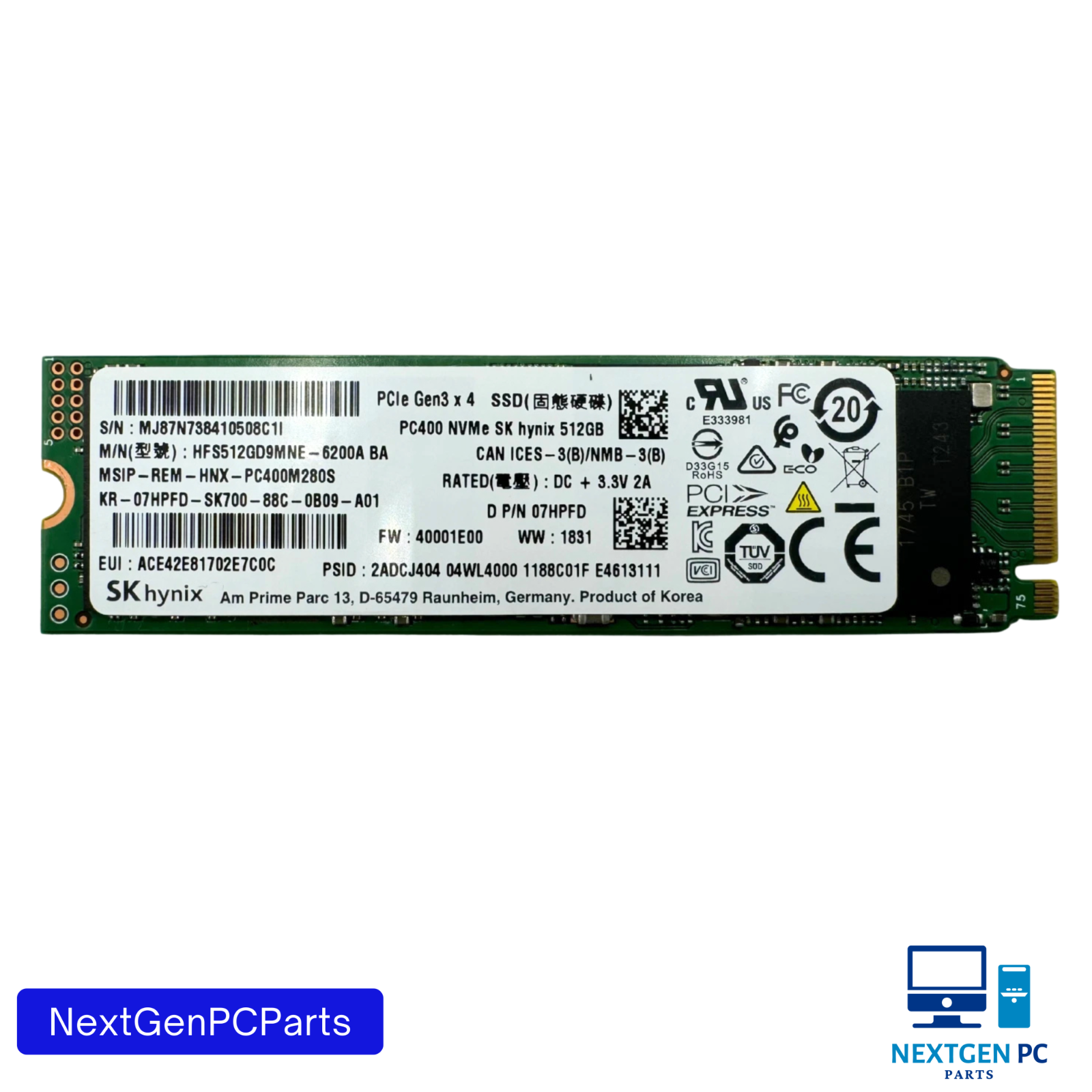 SK Hynix HFS512GD9MNE-6200A PC400 NVMe 512GB SSD PCIe Gen3x4 High Performance