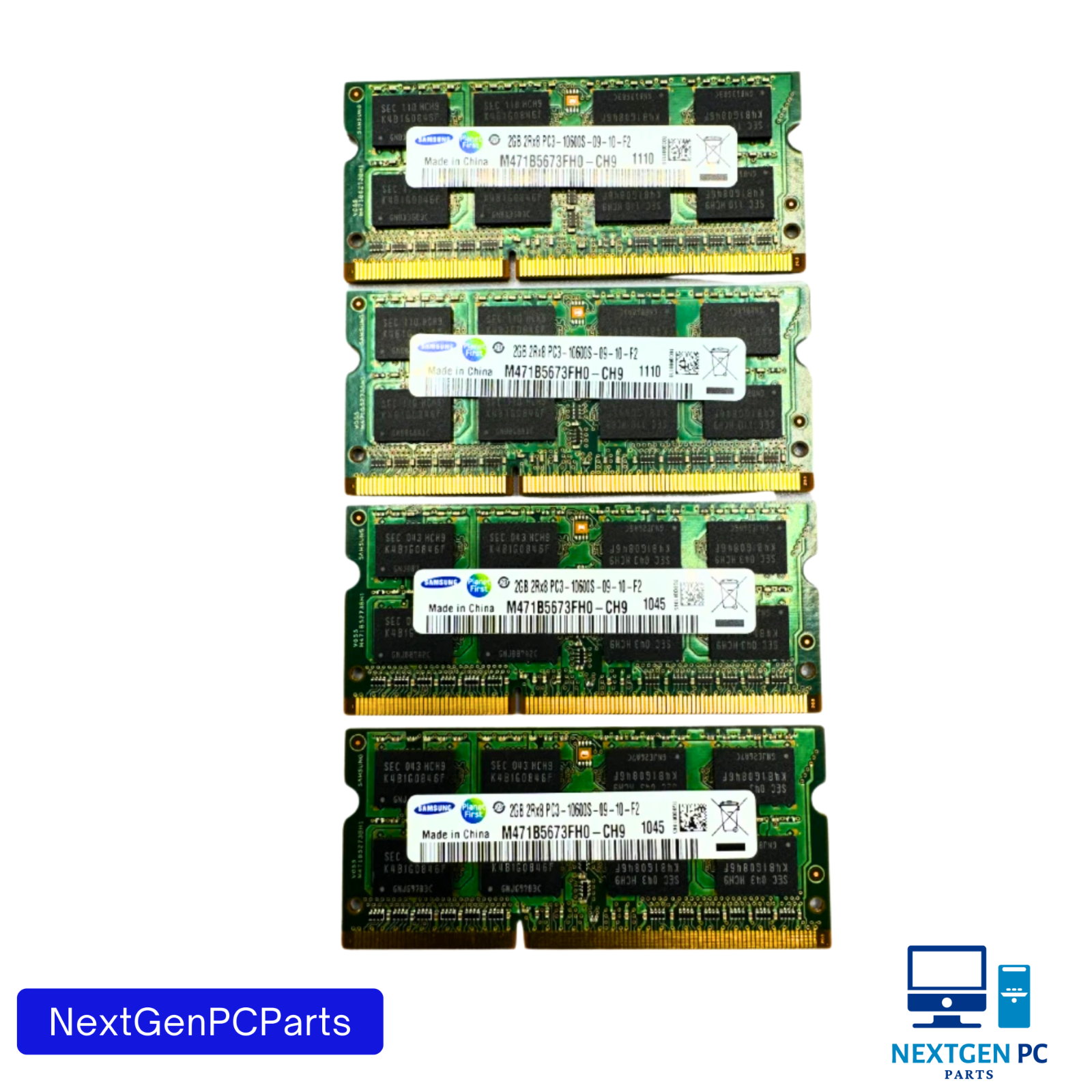 Samsung 8GB (4x2GB) 2Rx8 PC3-10600S DDR3 Laptop Memory RAM M471B5673FH0-CH9