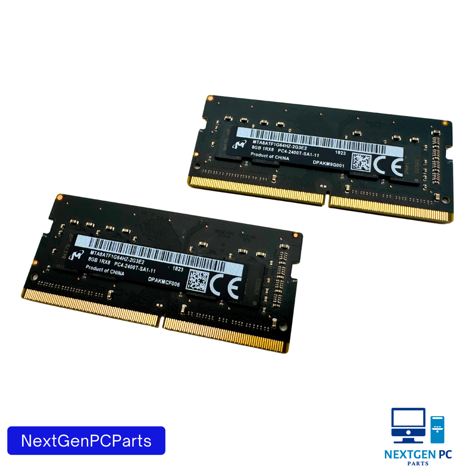 Lot of 2 - Micron 8GB DDR4 Laptop Memory MTA8ATF1G64HZ-2G3E2 PC4-2400T SODIMM