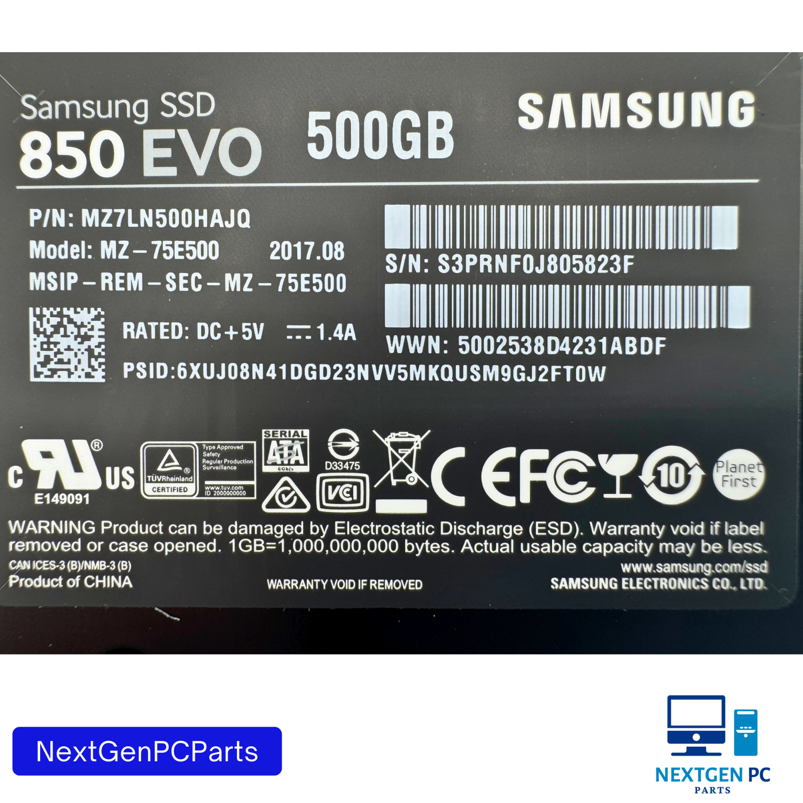 Samsung 850 EVO 500GB SATA 6Gb/s 2.5" SSD MZ7LN500 / MZ-75E500