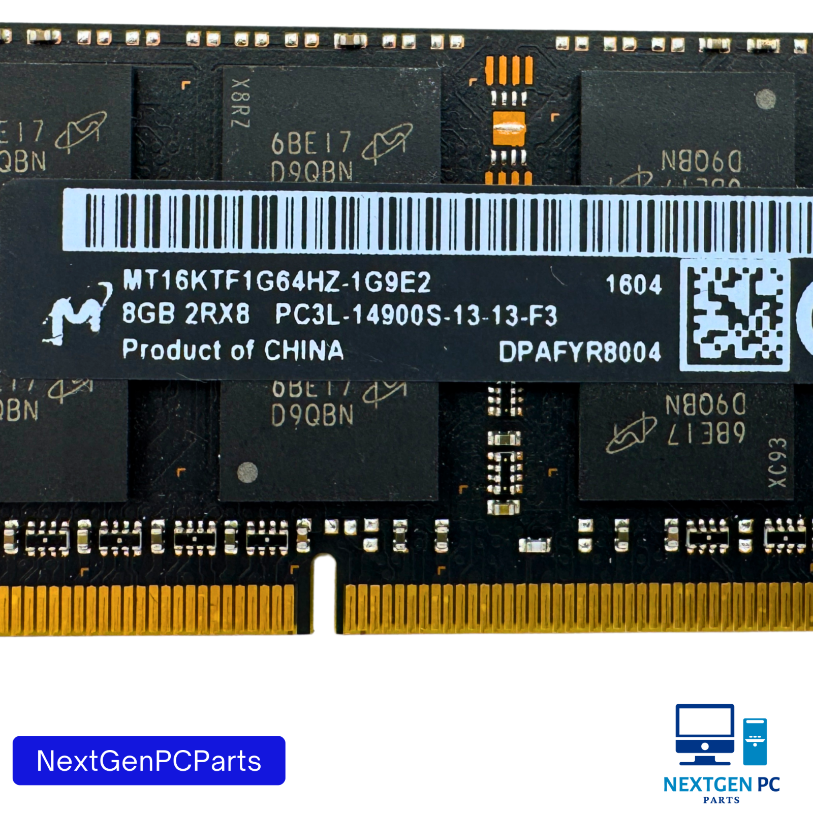 Lot of 2 – Micron 8GB DDR3L 1600MHz Laptop RAM MTA16KTF1G64HZ-1G9E2 PC3L-12800S