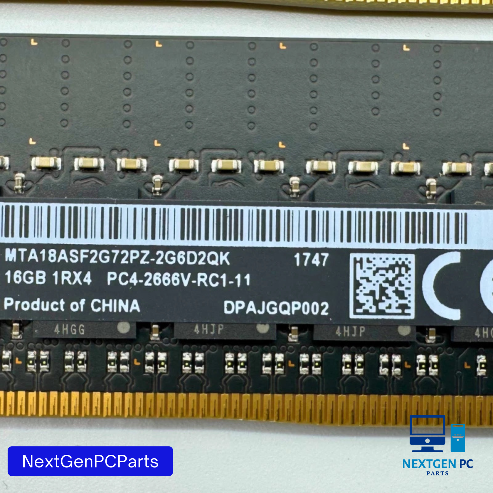 Lot of 4 - Micron 64GB (16GB x 4) ECC DDR4 2666MHz RAM MTA18ASF2G72PZ-2G6D2QK