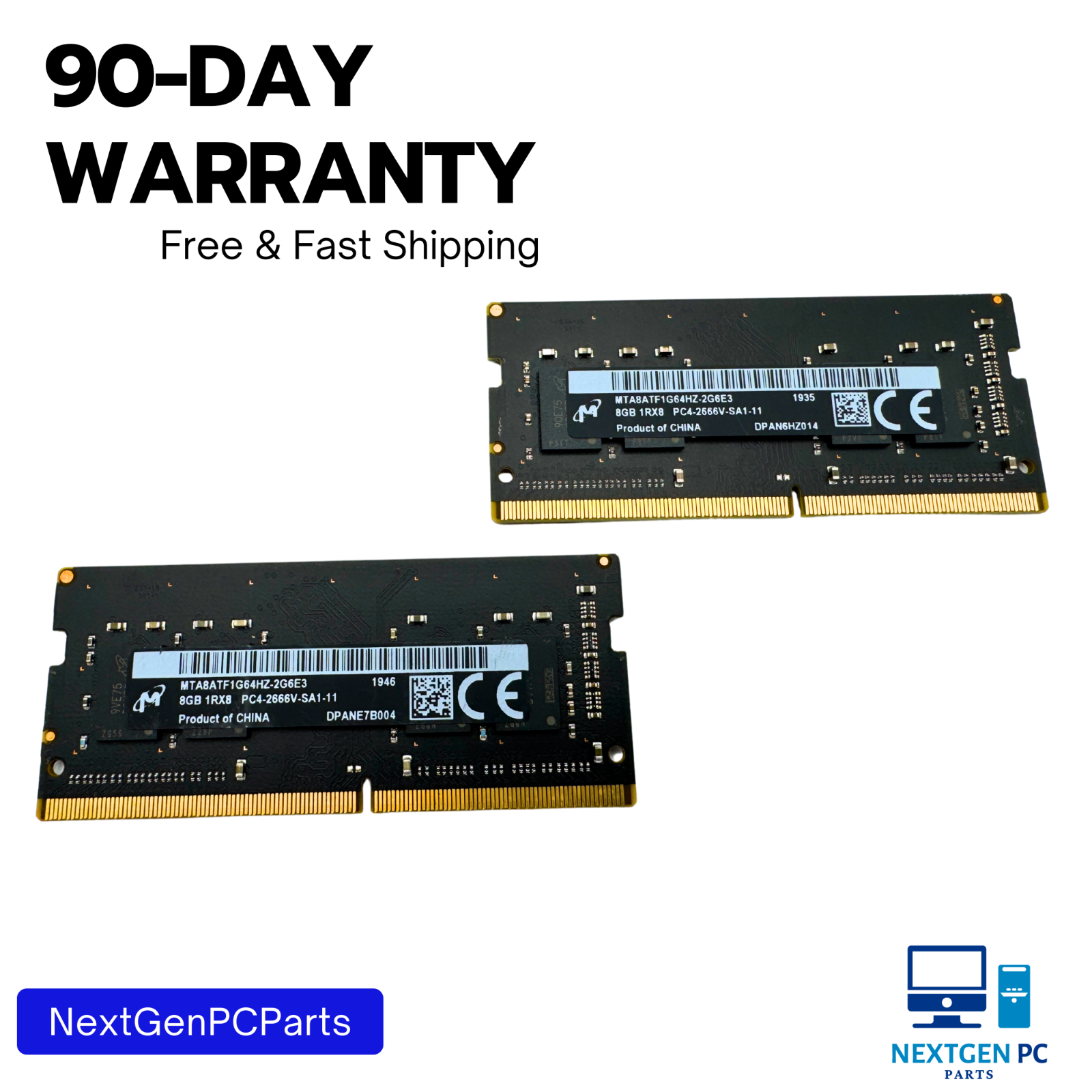 Micrón - MTA8ATF1G64HZ-2G6E3 - 2x8GB (16GB) - 1RX8 PC4-2666V-SE1-11 - DDR4 RAM
