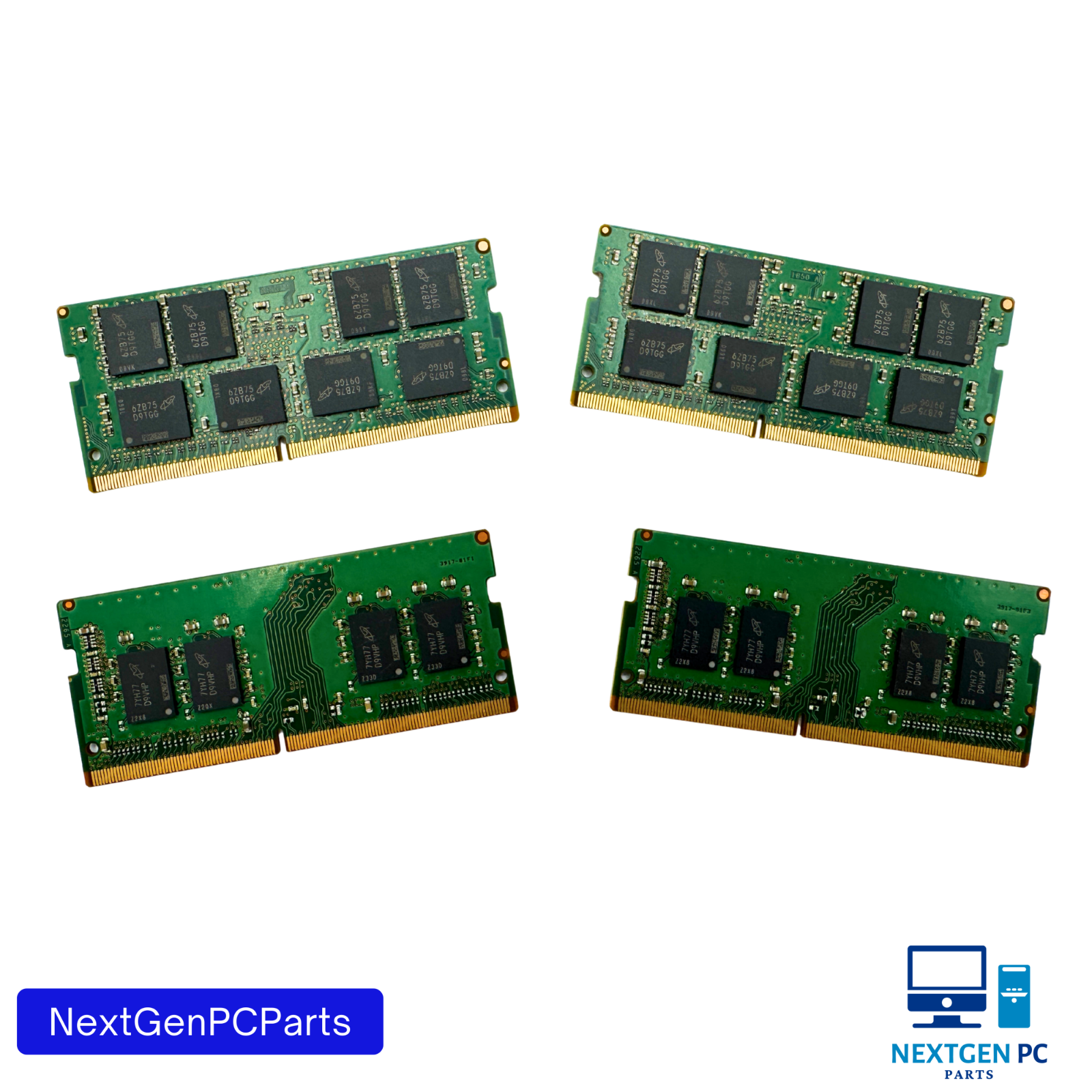 Lot of 4 – Micron 32GB (8x4GB) DDR4 Laptop Memory MTA16ATF2G64HZ Mixed Modules