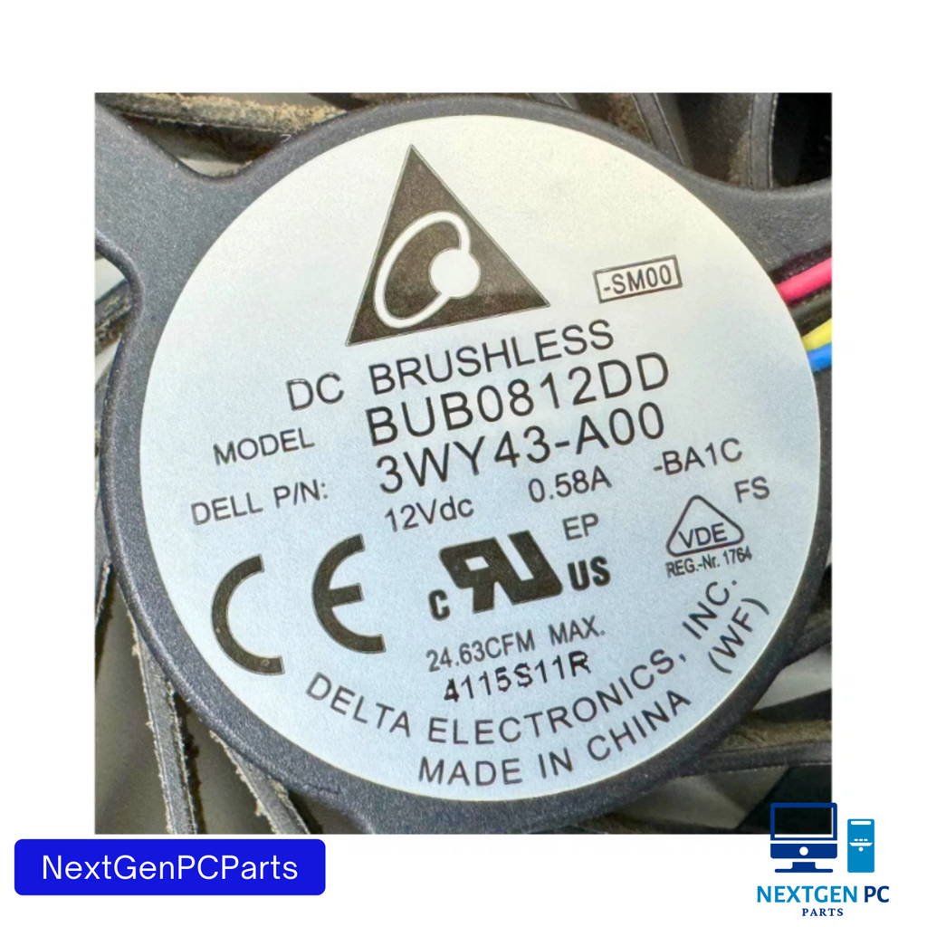 Delta Electronics BUB0812DD-AM53 12V 0.58A 4-Pin Cooling Fan Dell 3WY43-A00