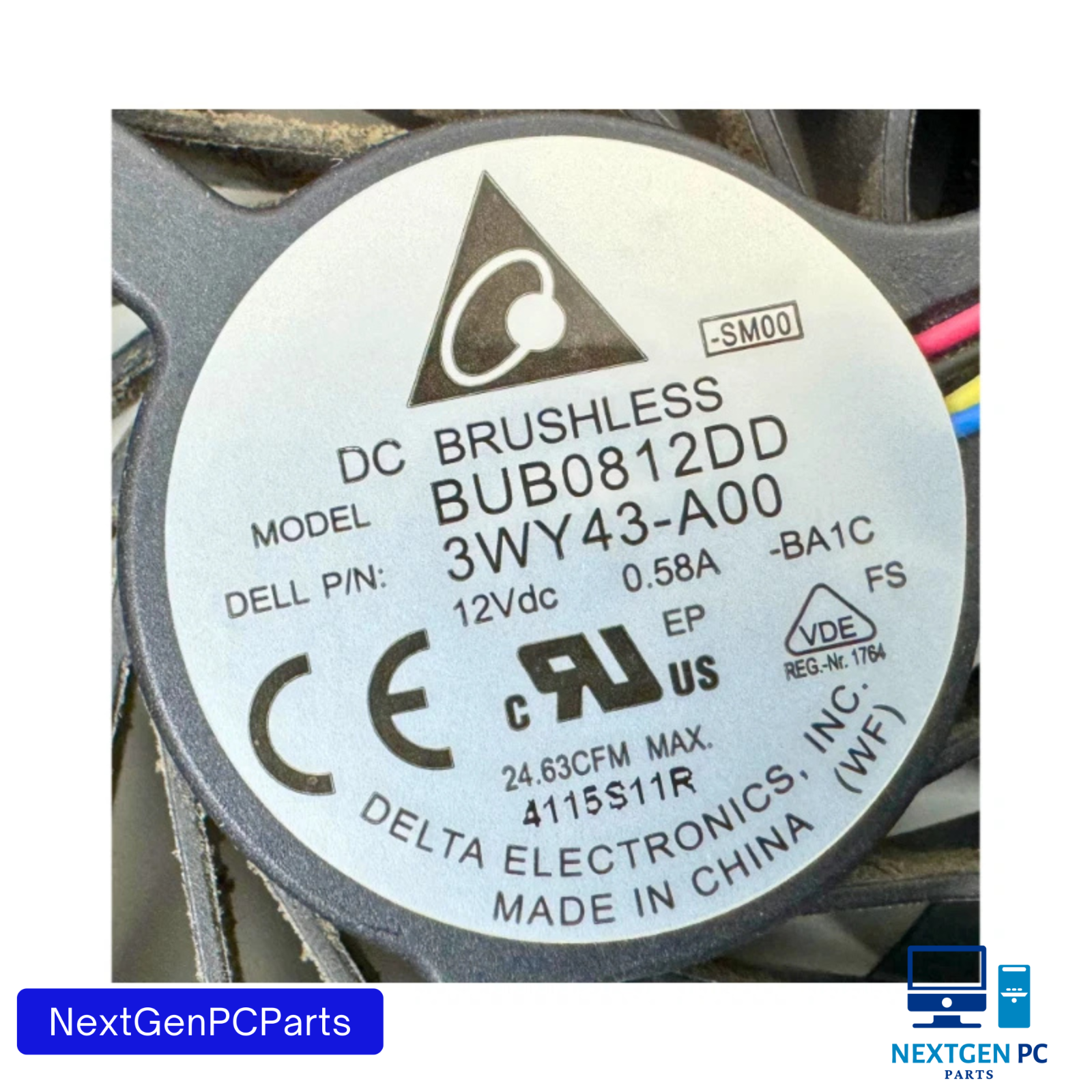 Delta Electronics BUB0812DD-AM53 12V 0.58A 4-Pin Cooling Fan Dell 3WY43-A00