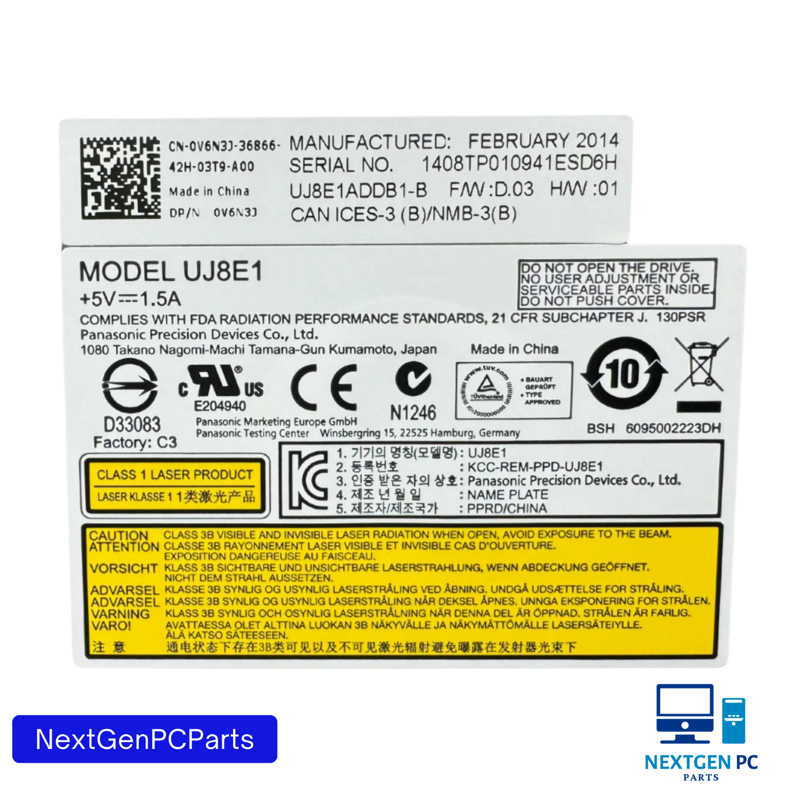 Genuine Dell OptiPlex 9020 AIO DVD-RW Optical Drive UJ8E1 – Tested