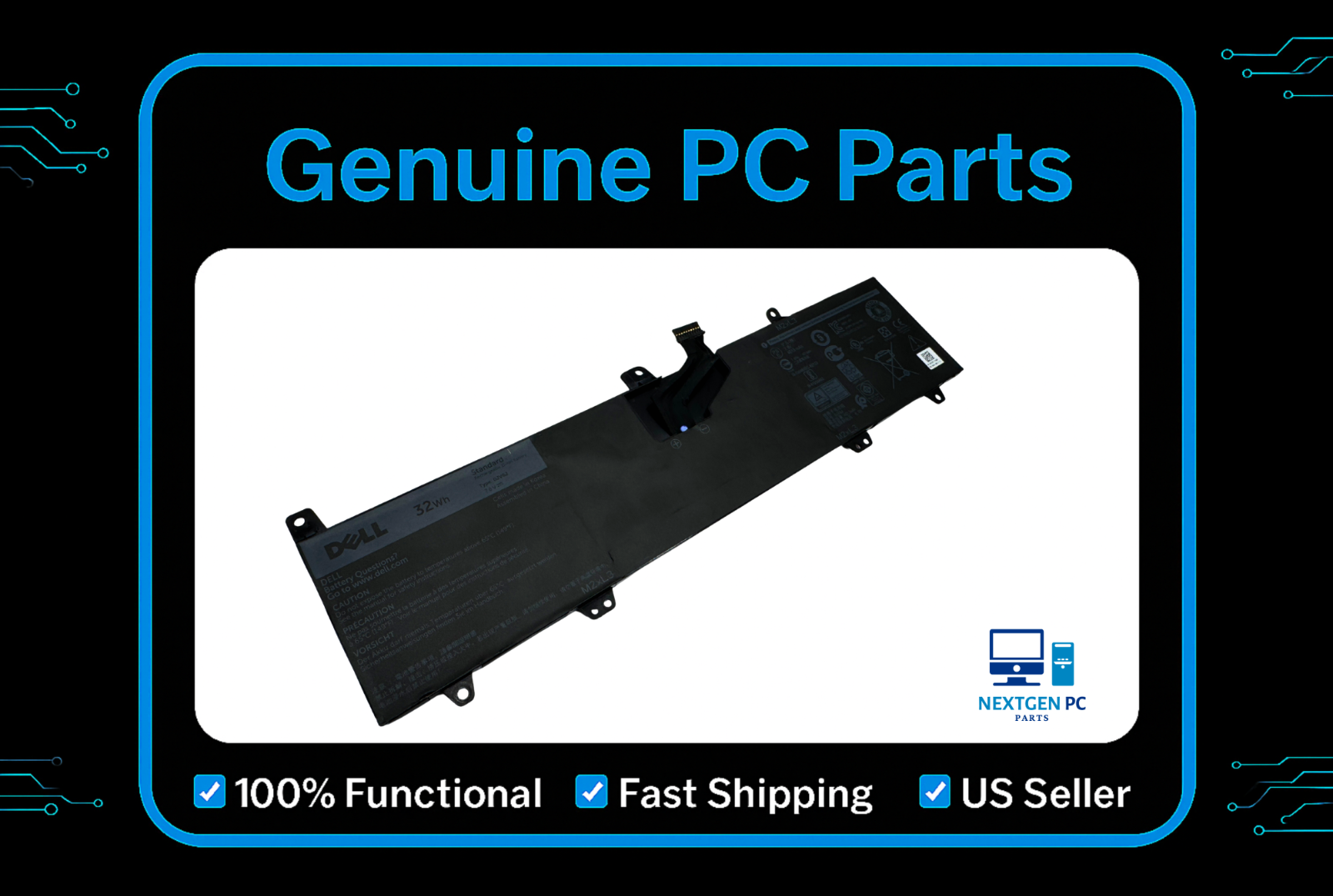 Genuine Dell Inspiron 11-3168 3162 7.6V 32Wh 4013mAh Battery 0PGYK5 0JV6J