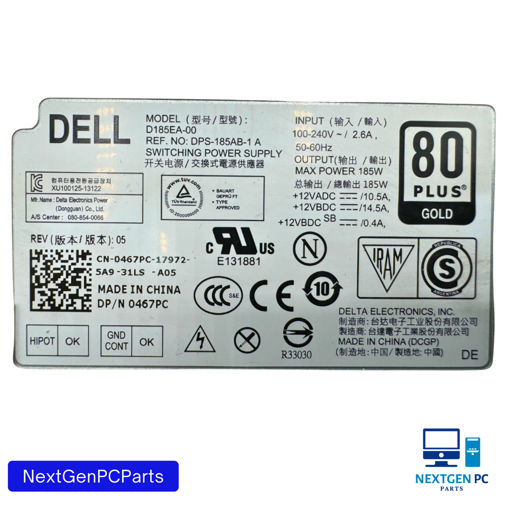 Dell Optiplex 9030 AIO 23" Desktop Power Supply 185W D185EA-00 467PC 0467PC