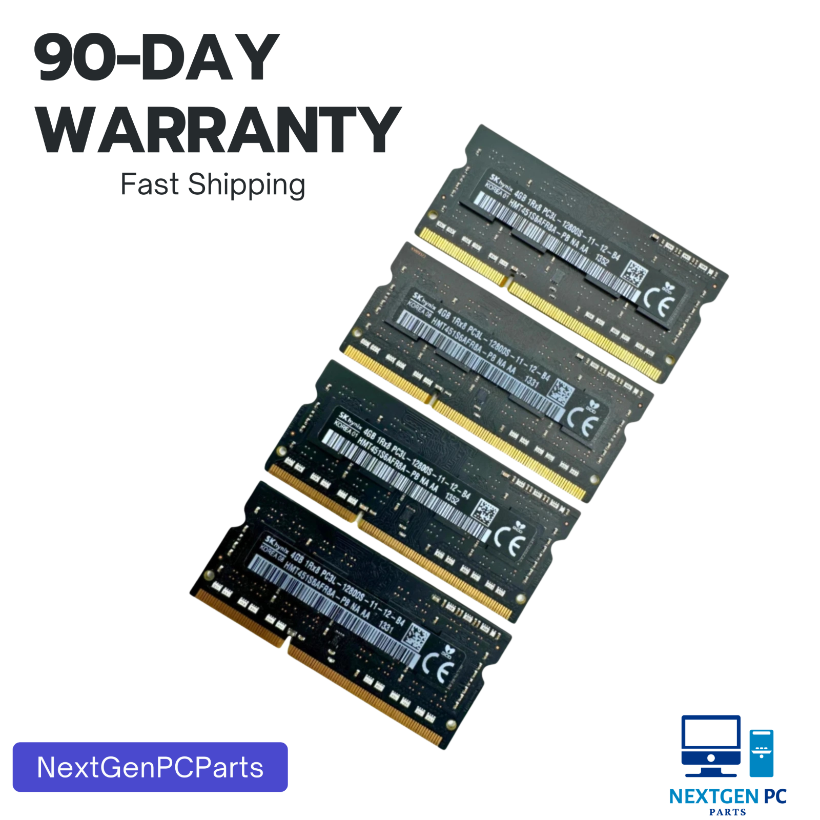 Lot of 4 APPLE SK Hynix 4GB DDR3 RAM 1Rx8 Memory PC3L-12800S HMT451S6AFR8A-PB