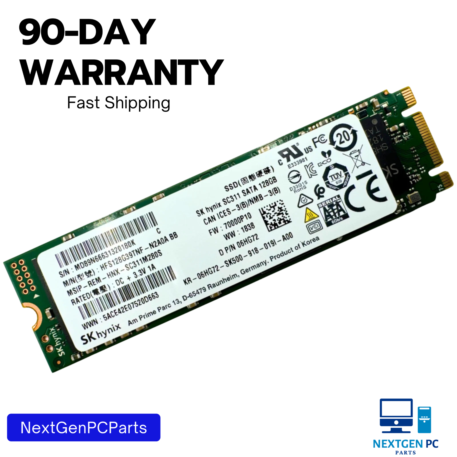 Dell SK Hynix 128GB M.2 2280 SATA SSD SC311 HFS128G39TNF-N2A0A 06HG72
