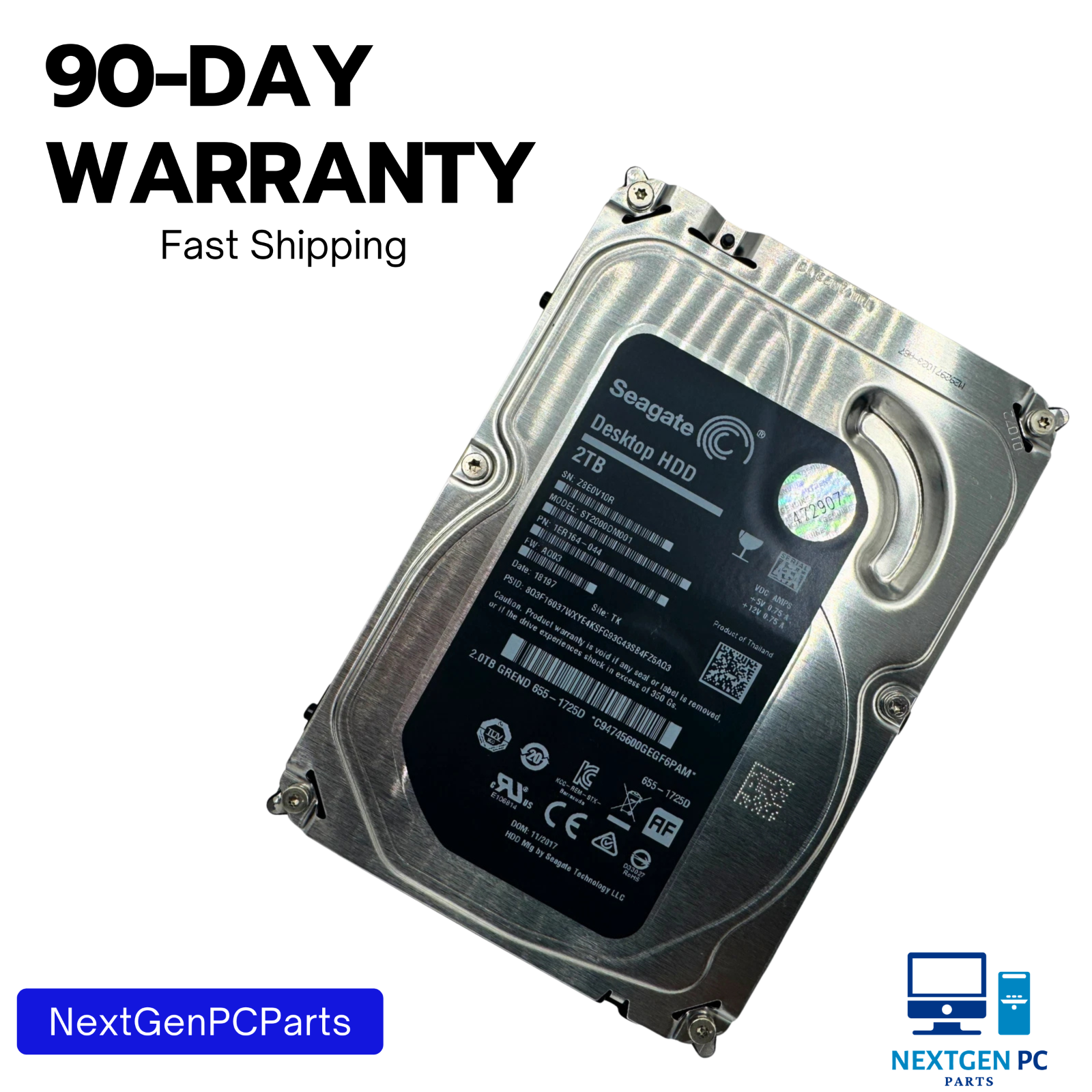 Seagate 2TB ST2000DM001 3.5" SATA III 7200RPM Desktop Internal HDD