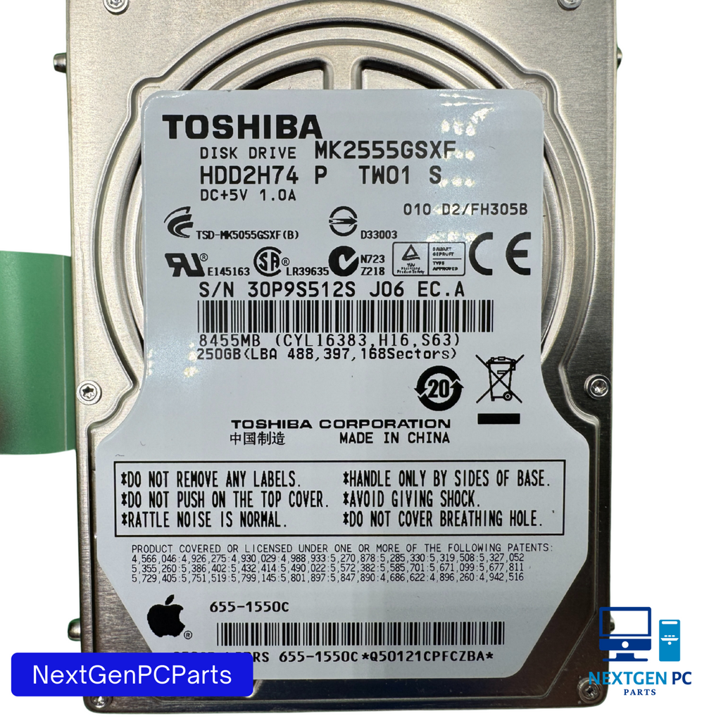 Toshiba MK2555GSX 250GB 5400RPM SATA 2.5" Laptop HDD Hard Disk Drive