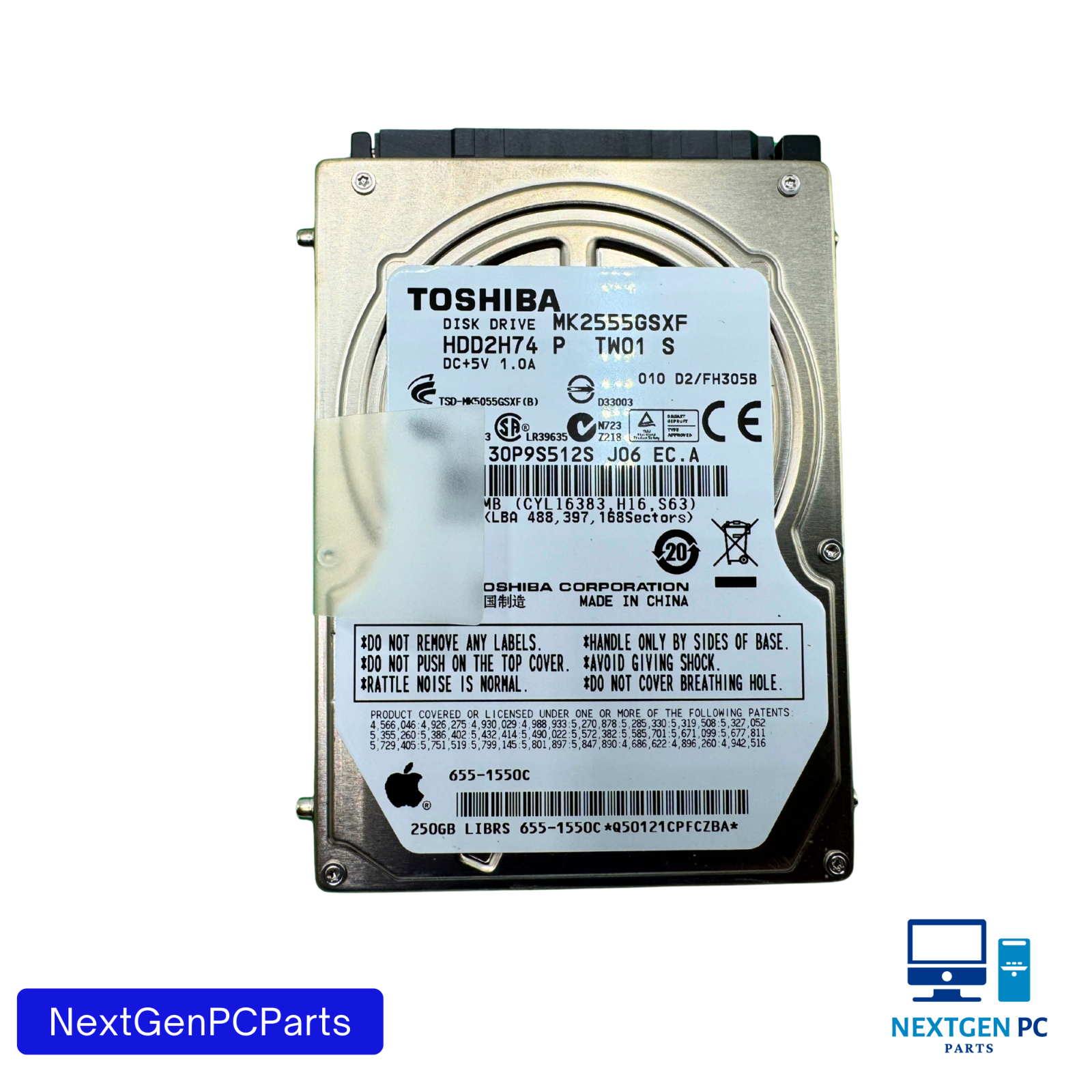 Toshiba MK2555GSX 250GB 5400RPM SATA 2.5" Laptop HDD Hard Disk Drive